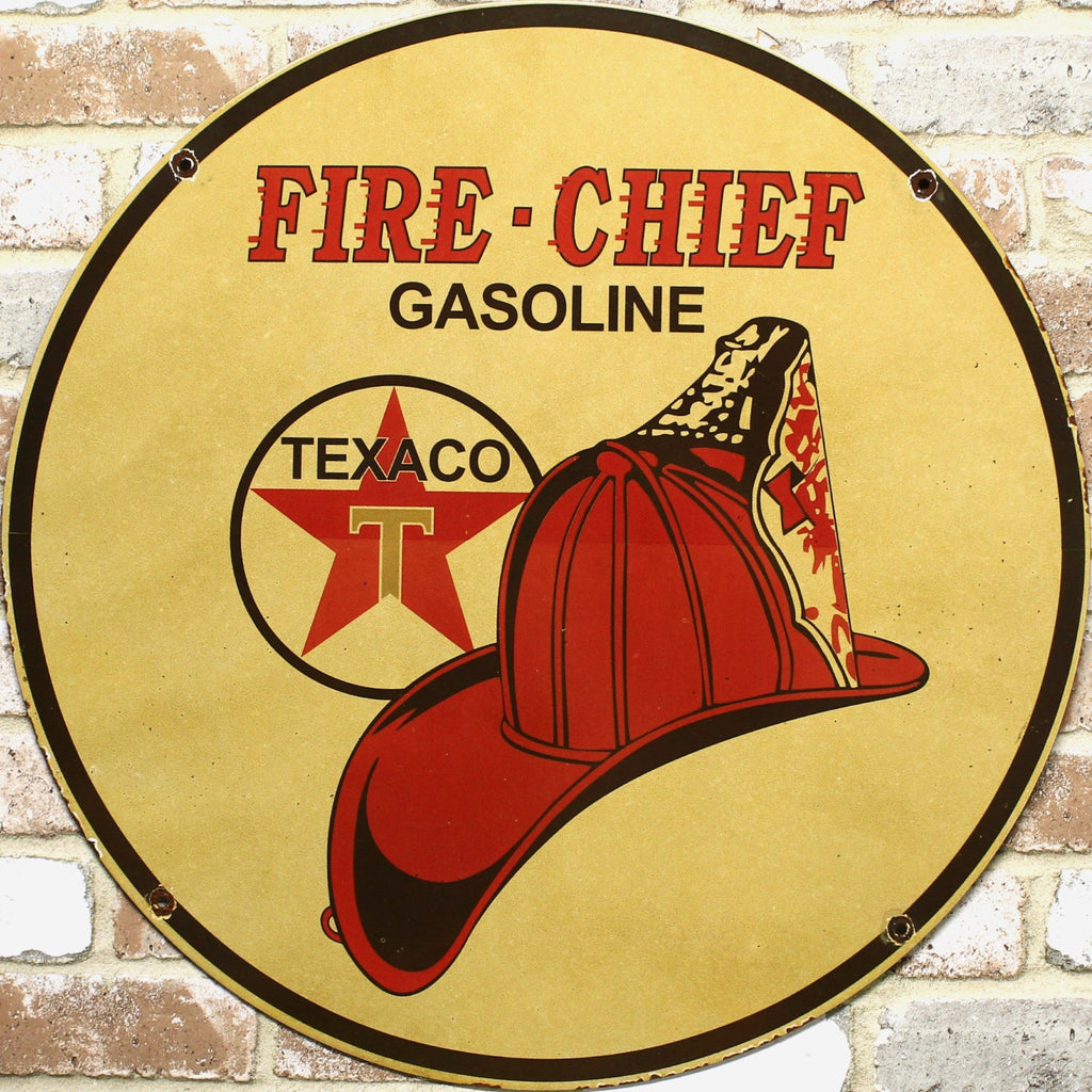 2Ft Texaco Fire Chief Gasoline Porcelain Enamel Sign (24-Inch)