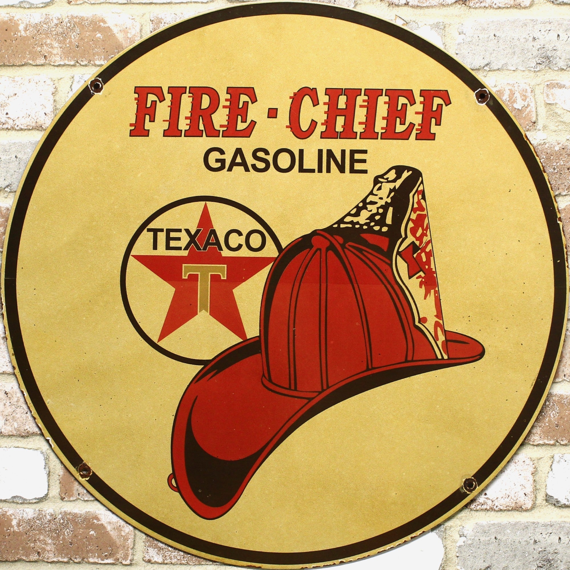 2Ft Texaco Fire Chief Gasoline Porcelain Enamel Sign (24-Inch)
