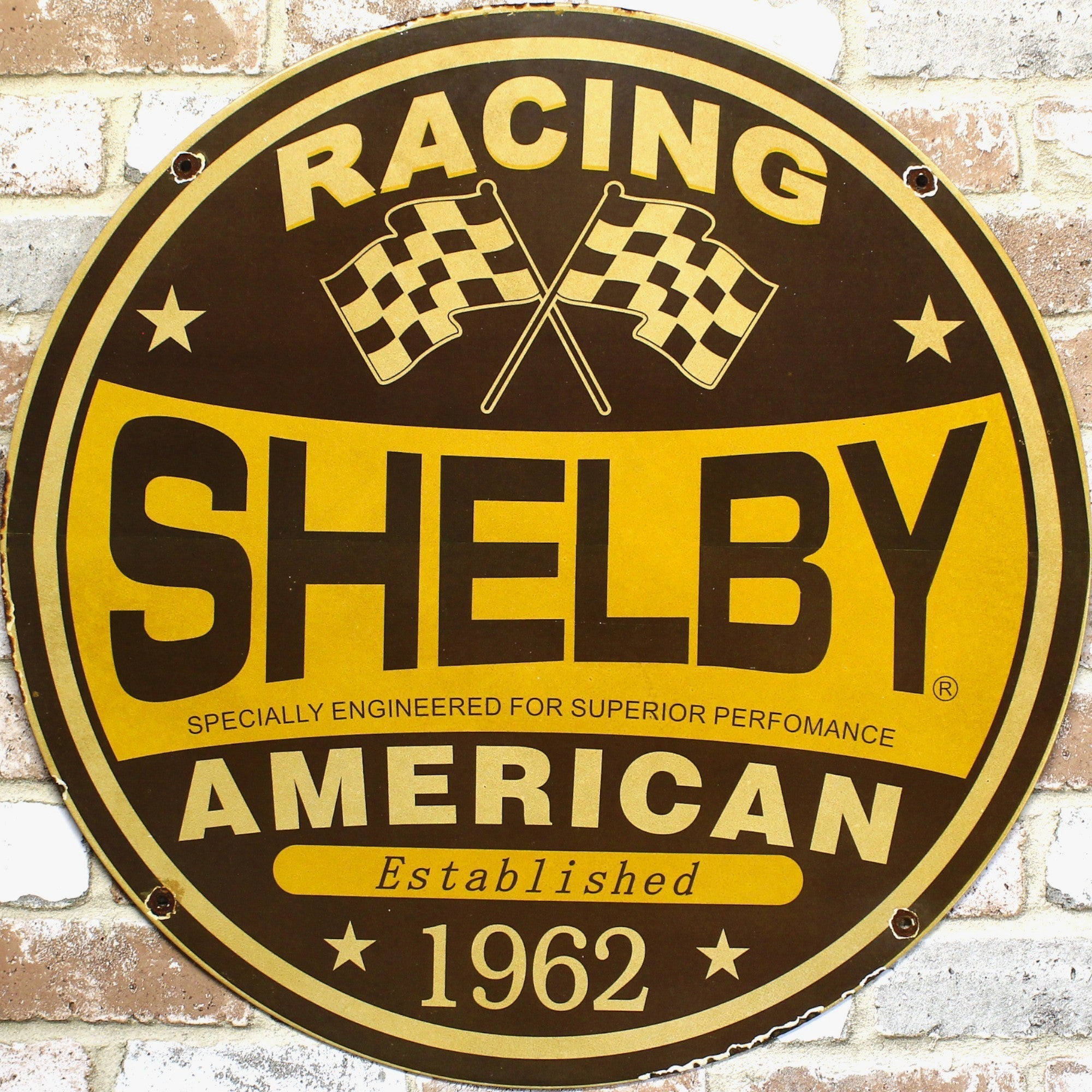 2Ft Shelby American Racing 1962 Porcelain Enamel Sign (24-Inch)