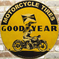 2Ft Goodyear Motorcycle Tires Porcelain Enamel Sign (24-Inch)