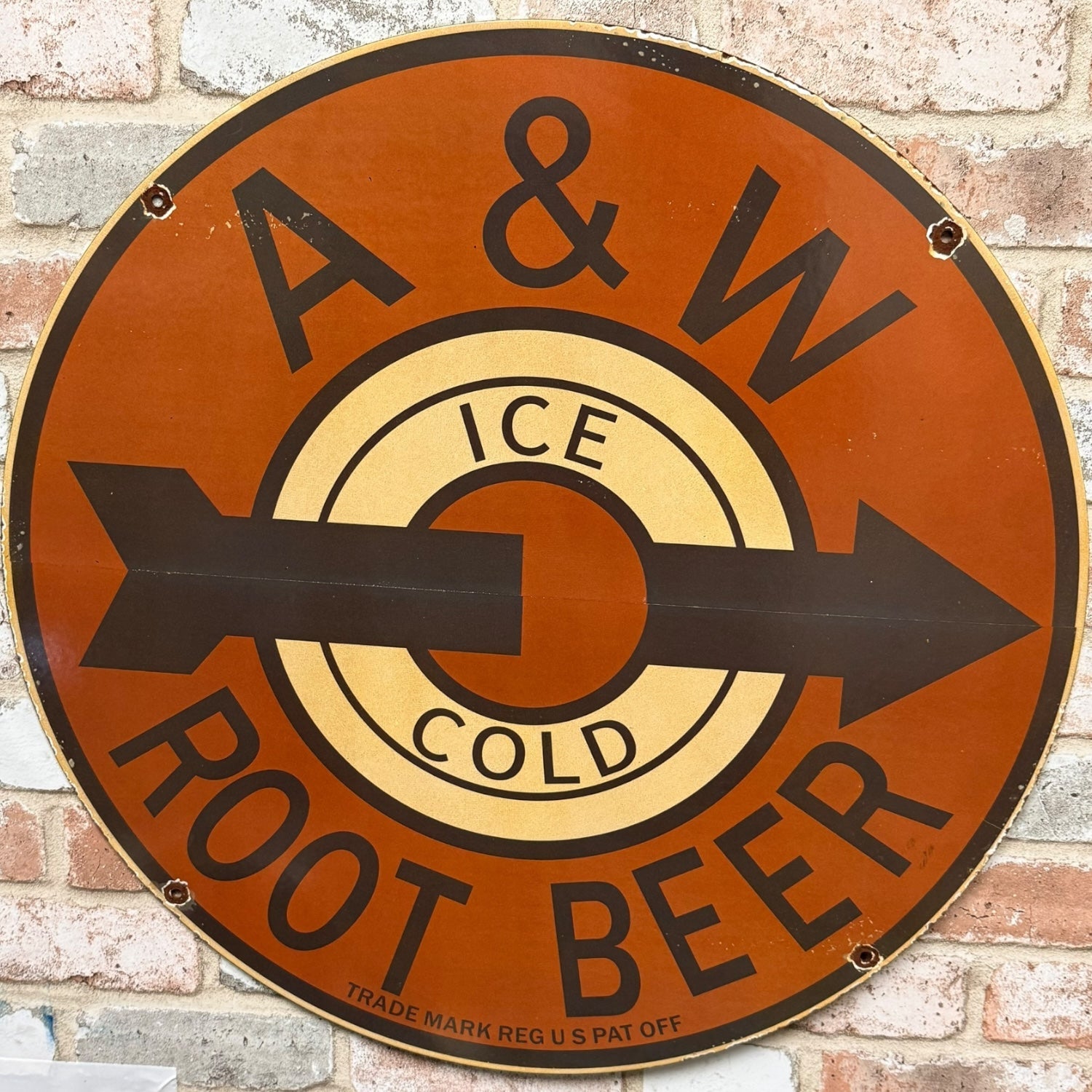 2ft A&W Root Beer Vintage Soda Advertising Porcelain Enamel Sign