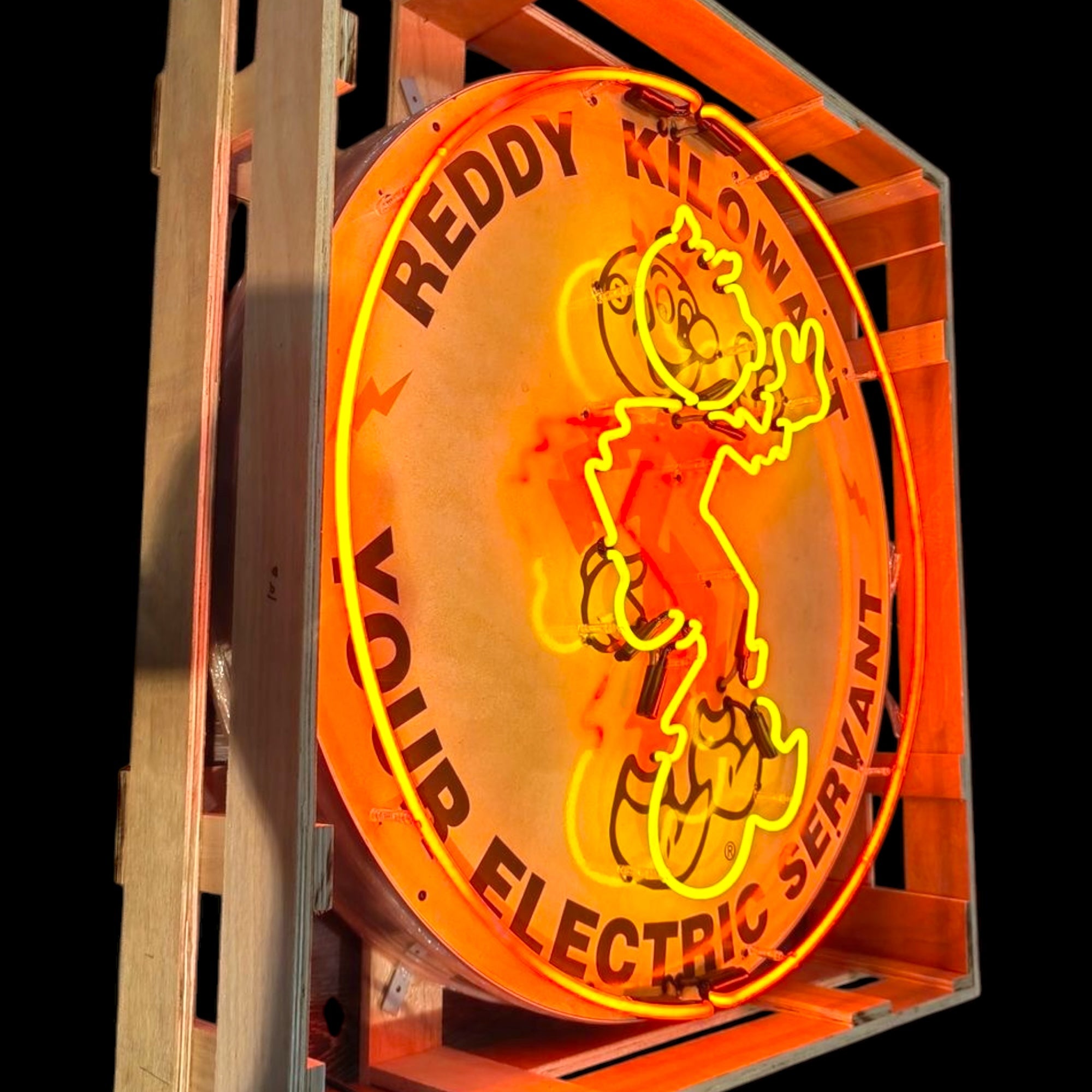 Reddy Kilowatt Electric Servant Neon Porcelain Enamel Sign