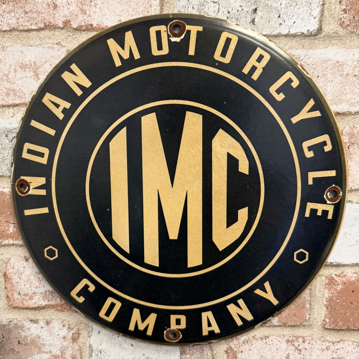IMC Motorcycles Vintage Porcelain Enamel Sign 12-Inch
