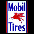 Mobil Tires Pegasus Panel Die Cut Porcelain Vintage Metal Sign