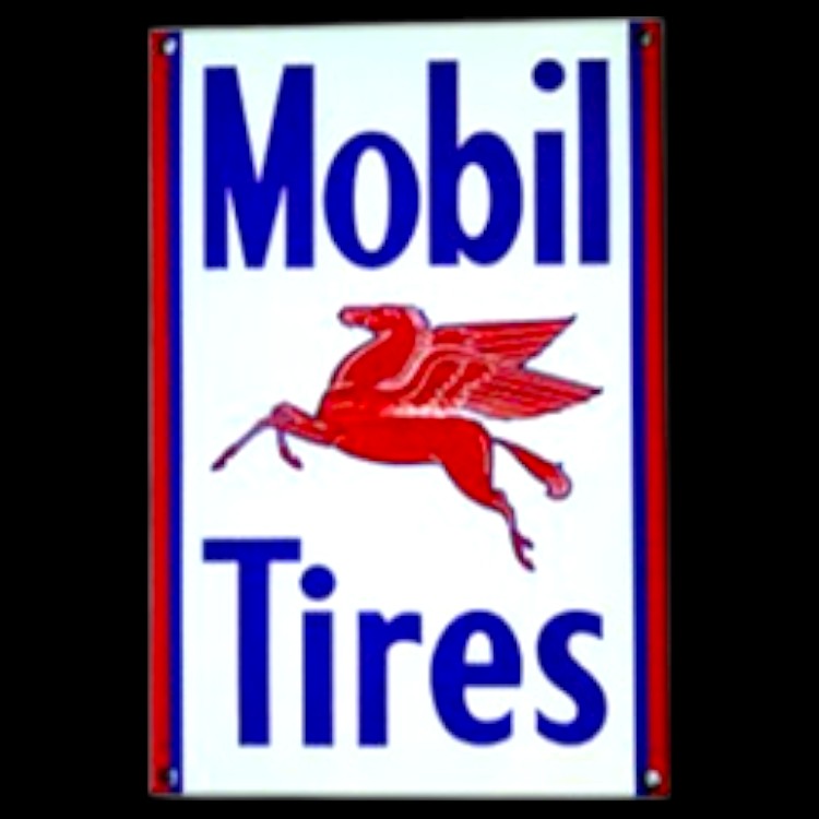 Mobil Tires Pegasus Panel Die Cut Porcelain Vintage Metal Sign