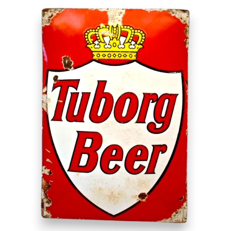 Tuborg Beer Porcelain Enamel Vintage Metal Reproduction