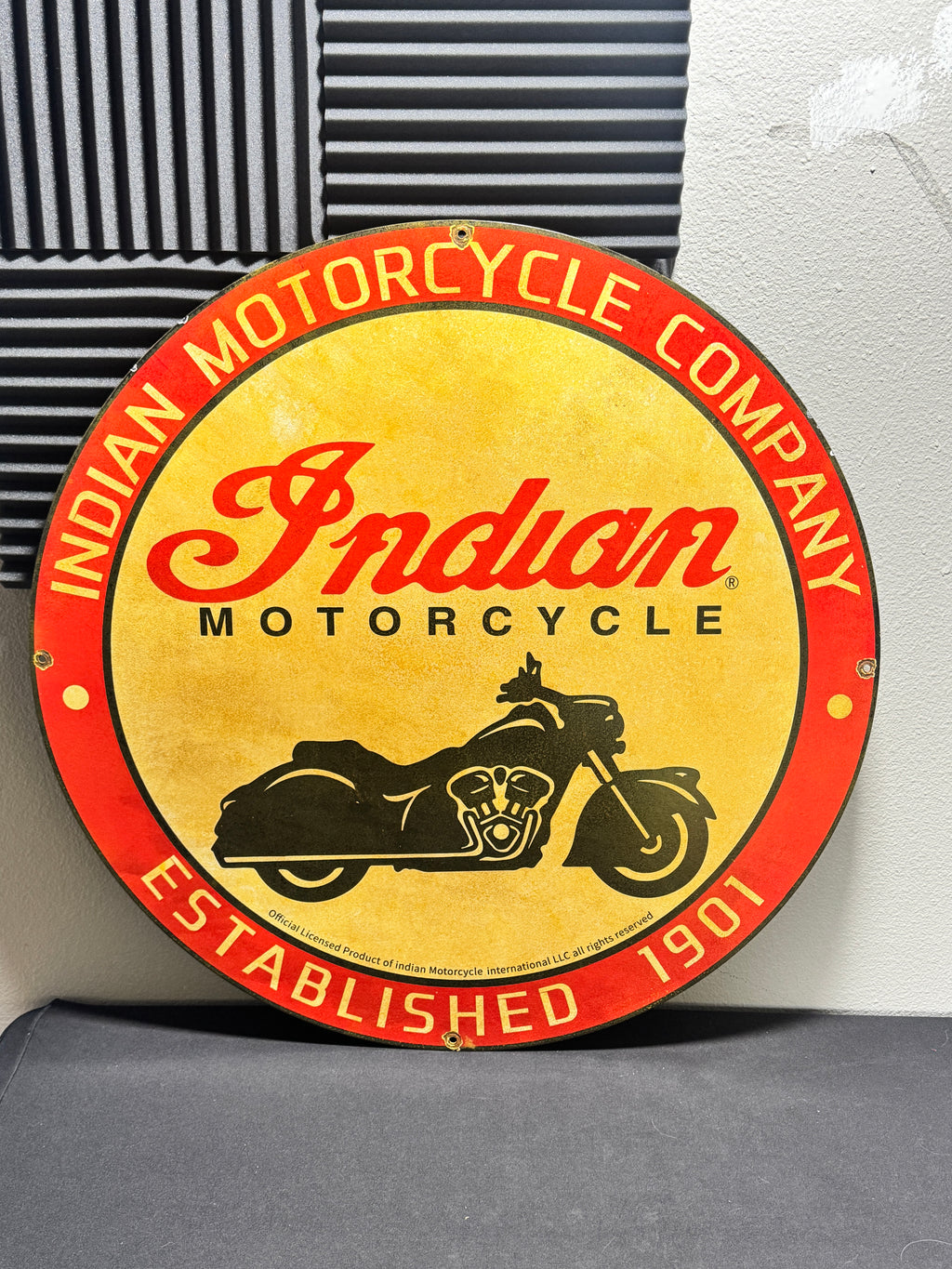 Indian Motorcycle Company Large 30-Inch Porcelain Metal Enamel Advertising Sign