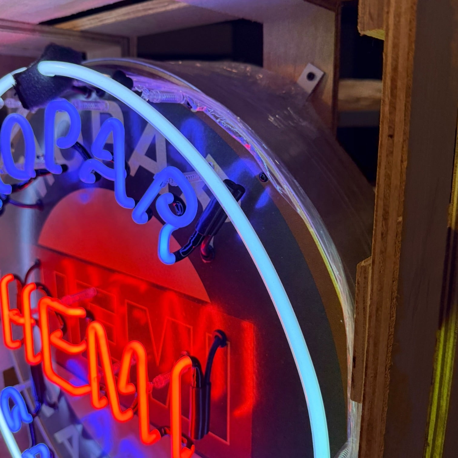 Mopar Hemi Garage Single-Sided Neon Porcelain Box Sign