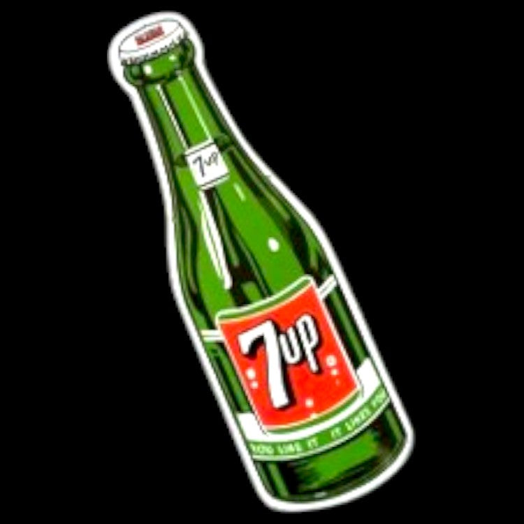 7UP Bottle  Die Cut Porcelain Vintage Metal Sign