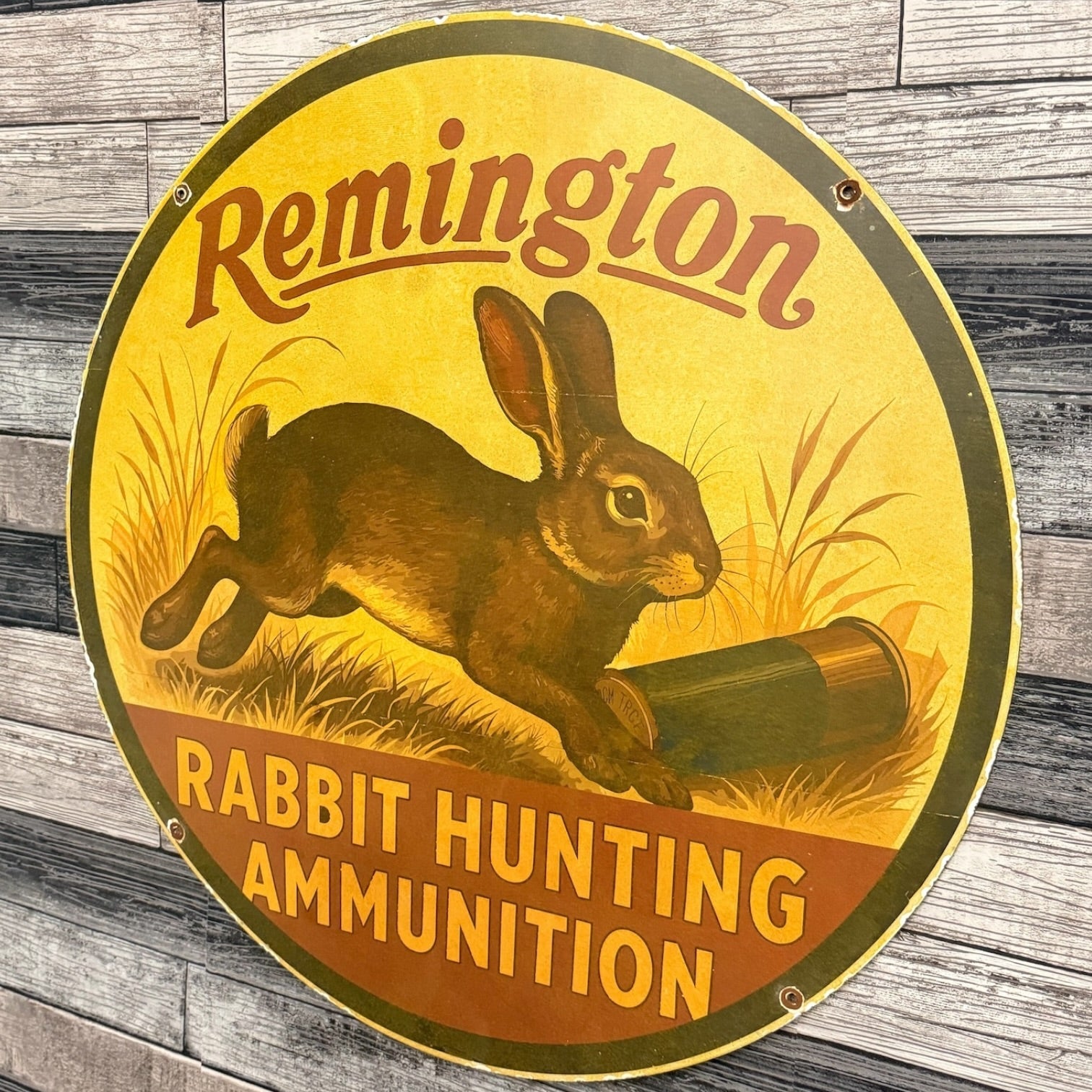 Remington Rabbit Hunting Large Porcelain Dealership Advertising