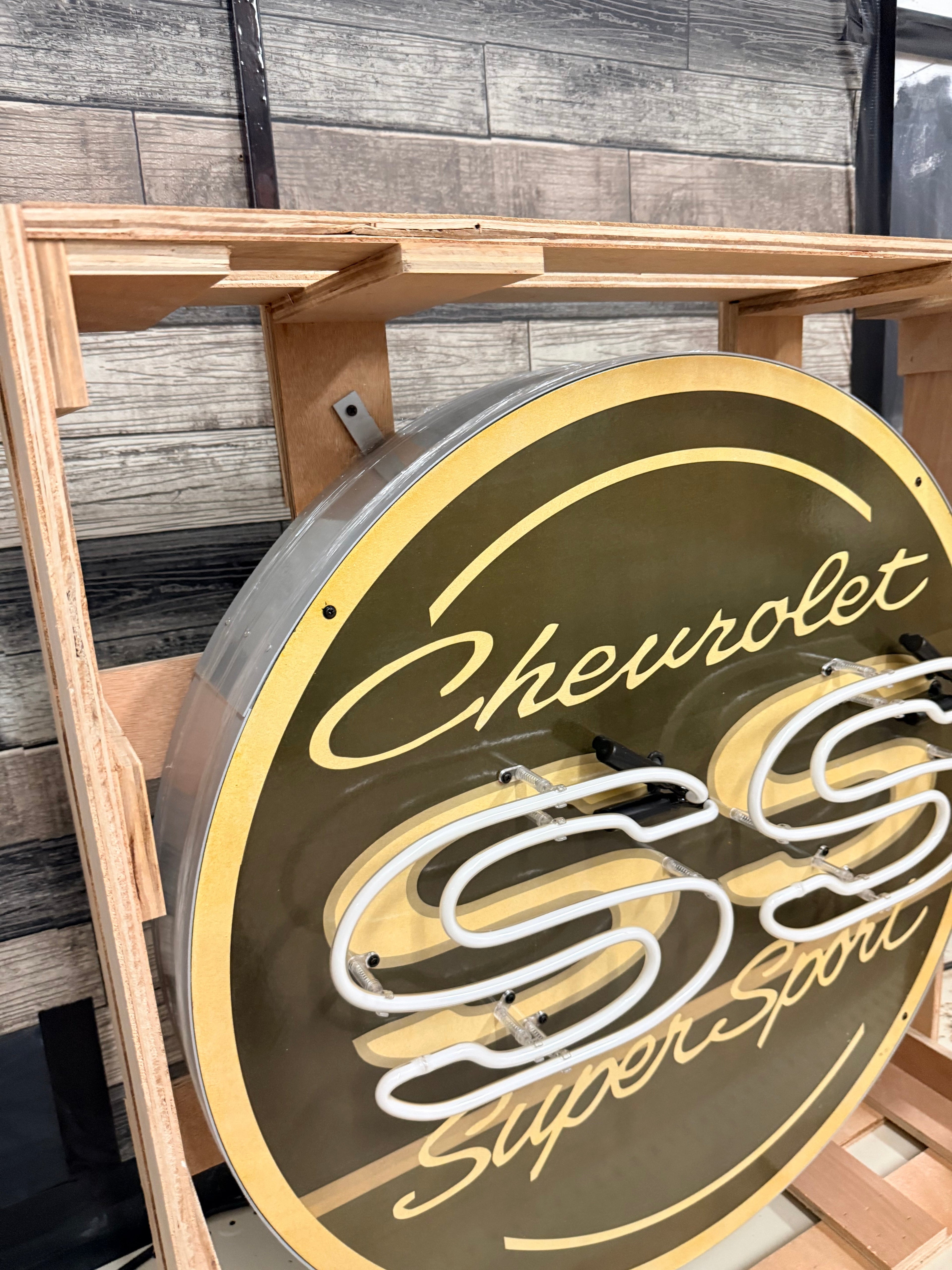 Cheverolet SS Super Sport Single-Sided Neon Porcelain Box Sign