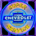 Super Chevrolet Service Neon Porcelain Enamel Sign
