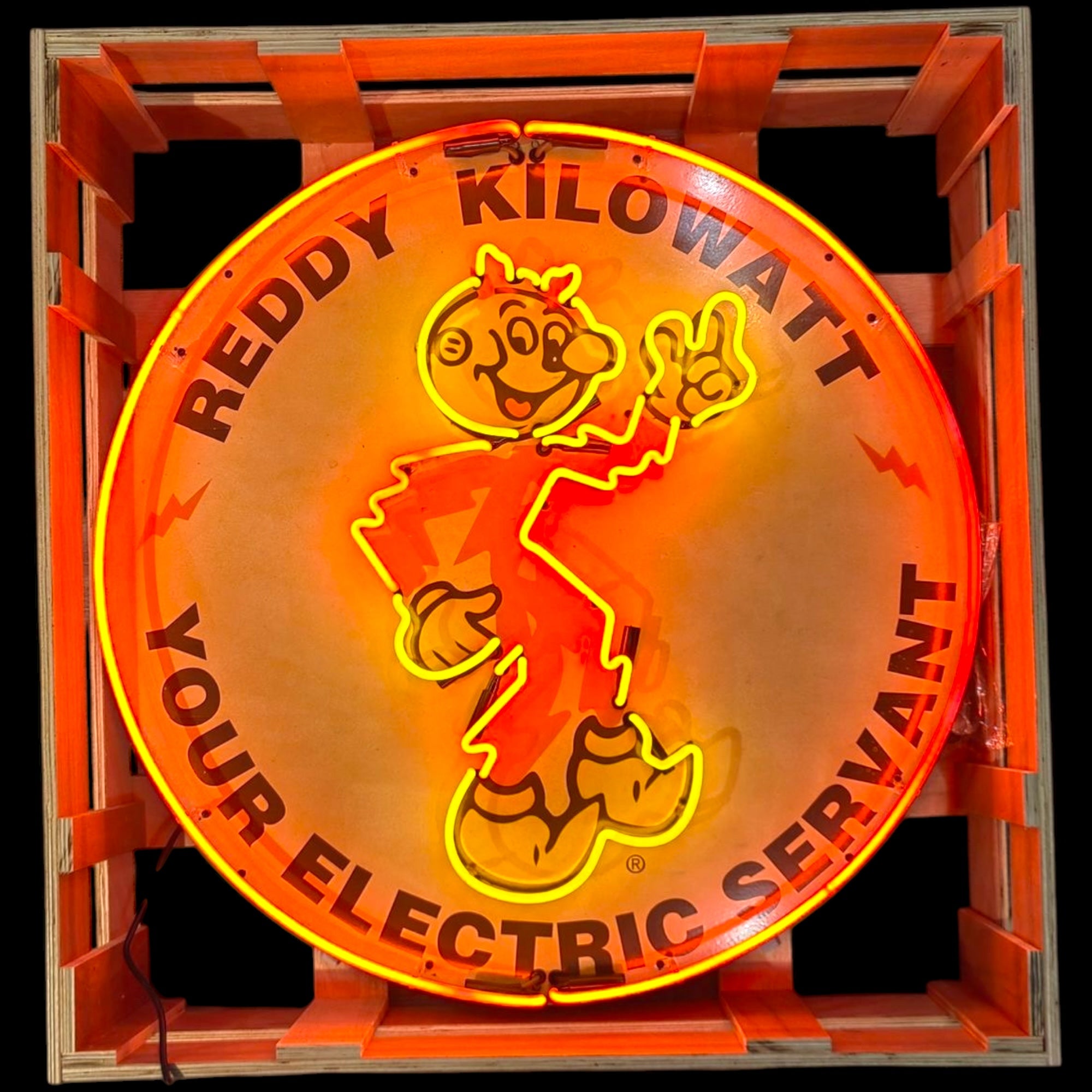 Reddy Kilowatt Electric Servant Neon Porcelain Enamel Sign