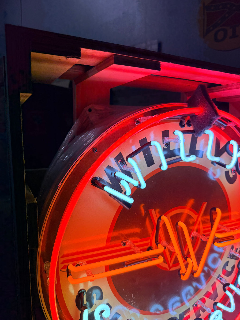 Willys Jeep Sales-Service Single-Sided Neon Porcelain Box Sign
