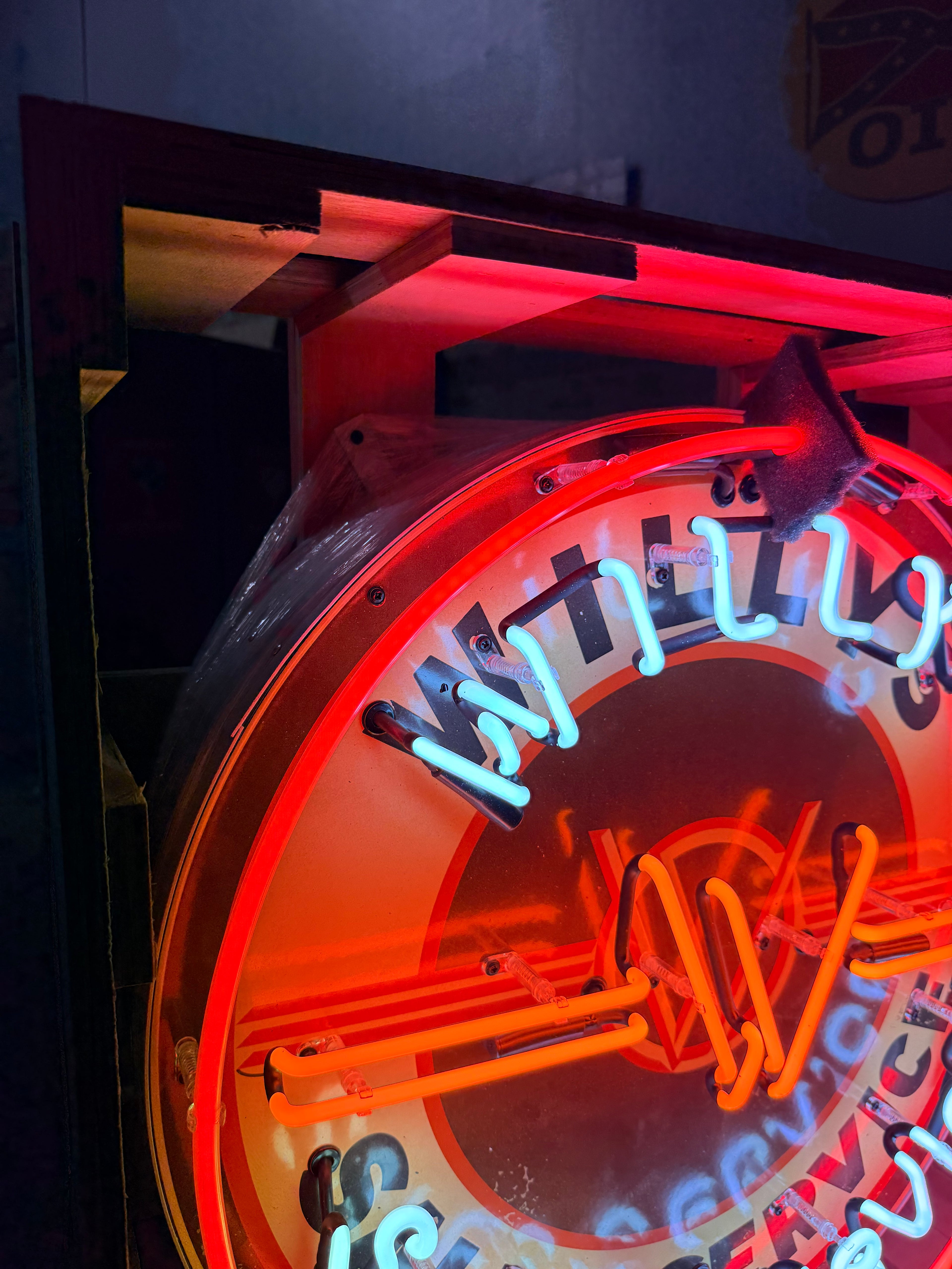 Willys Jeep Sales-Service Single-Sided Neon Porcelain Box Sign