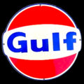 Dog Eared Gulf Racing Porcelain Enamel Dealer Sign
