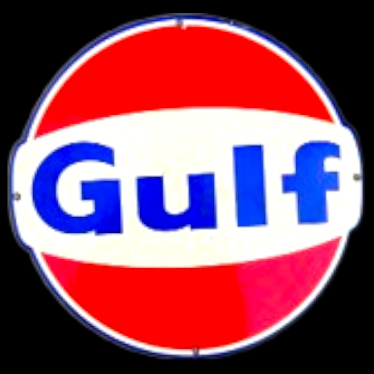 Dog Eared Gulf Racing Porcelain Enamel Dealer Sign
