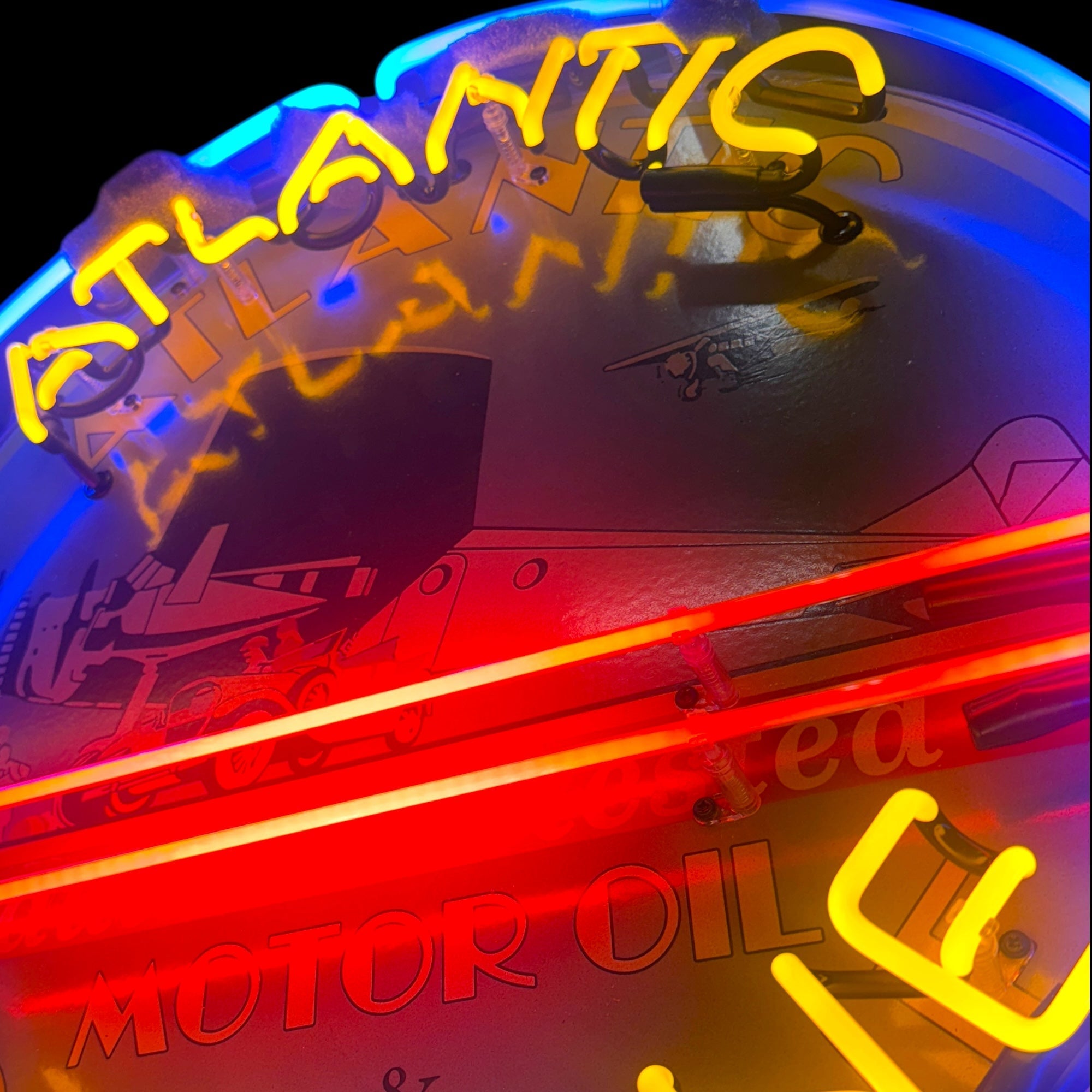 Atlantic Gasoline Aviation Tested Single-Sided Neon Porcelain Box Sign