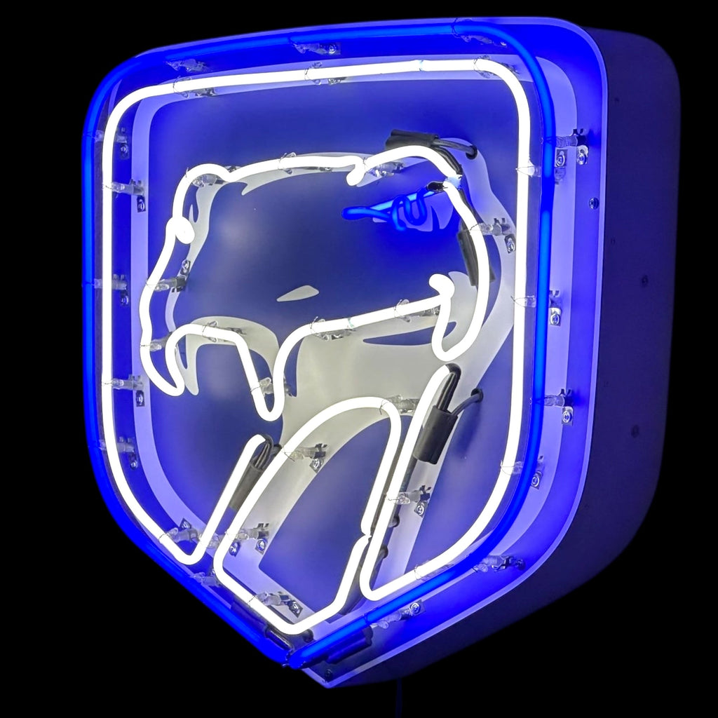 Premium Viper Neon Porcelain Shield (Blue) with Die Cut Steel Can
