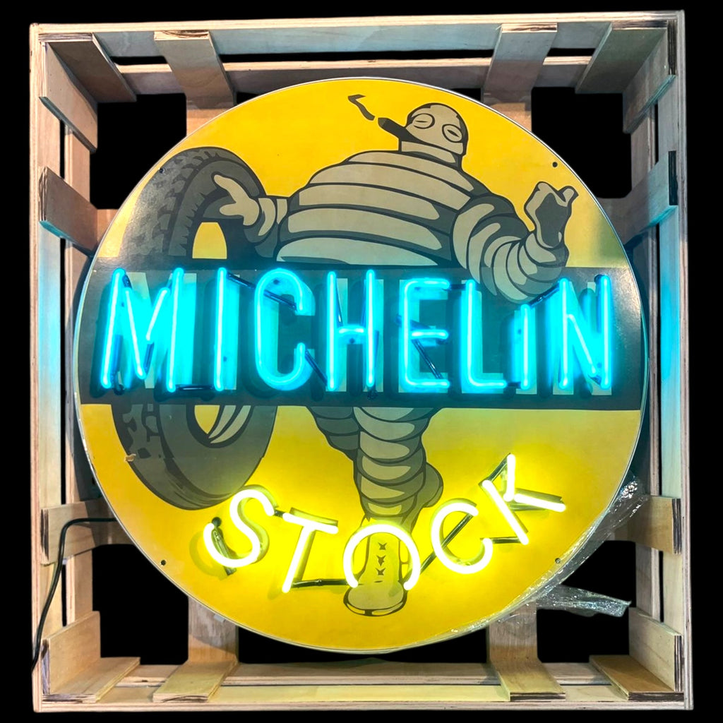 Michelin Man Stock Tires Neon Porcelain Enamel Sign