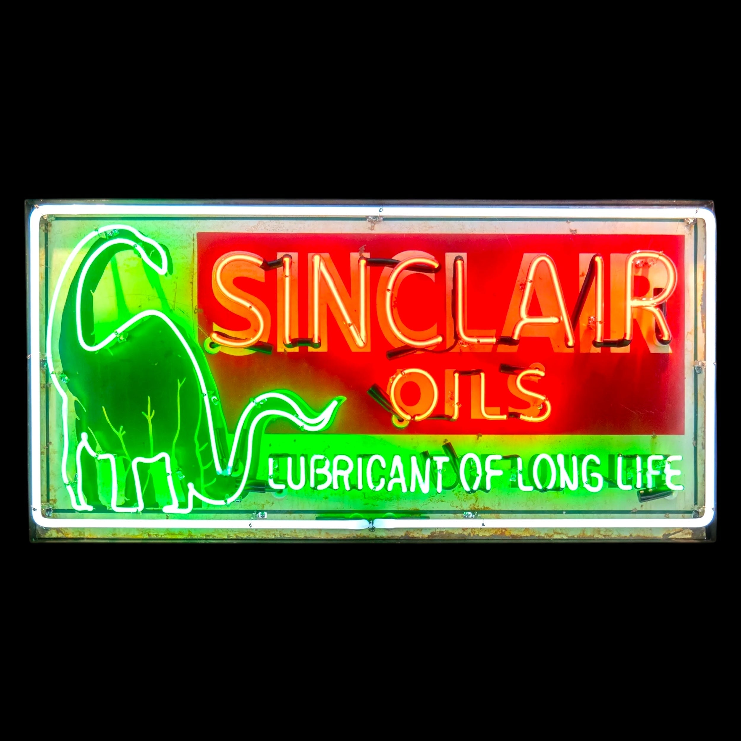 Sinclair Oil Neon Sign - Real Glass, Porcelain, Steel Can - Retro Gas Advertising Reproduction