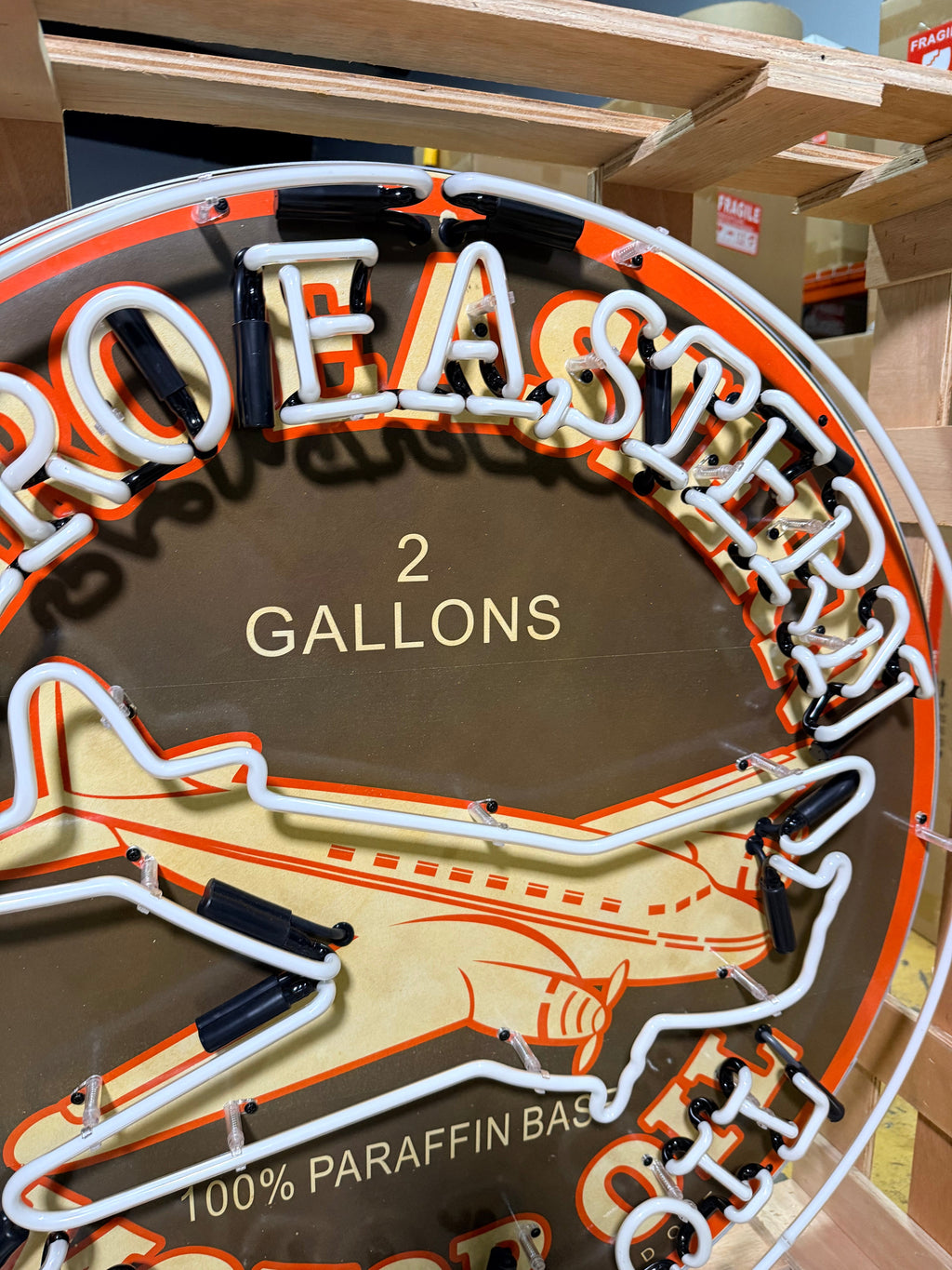 Aero Eastern Motor Oil Single-Sided Neon Porcelain Box Sign