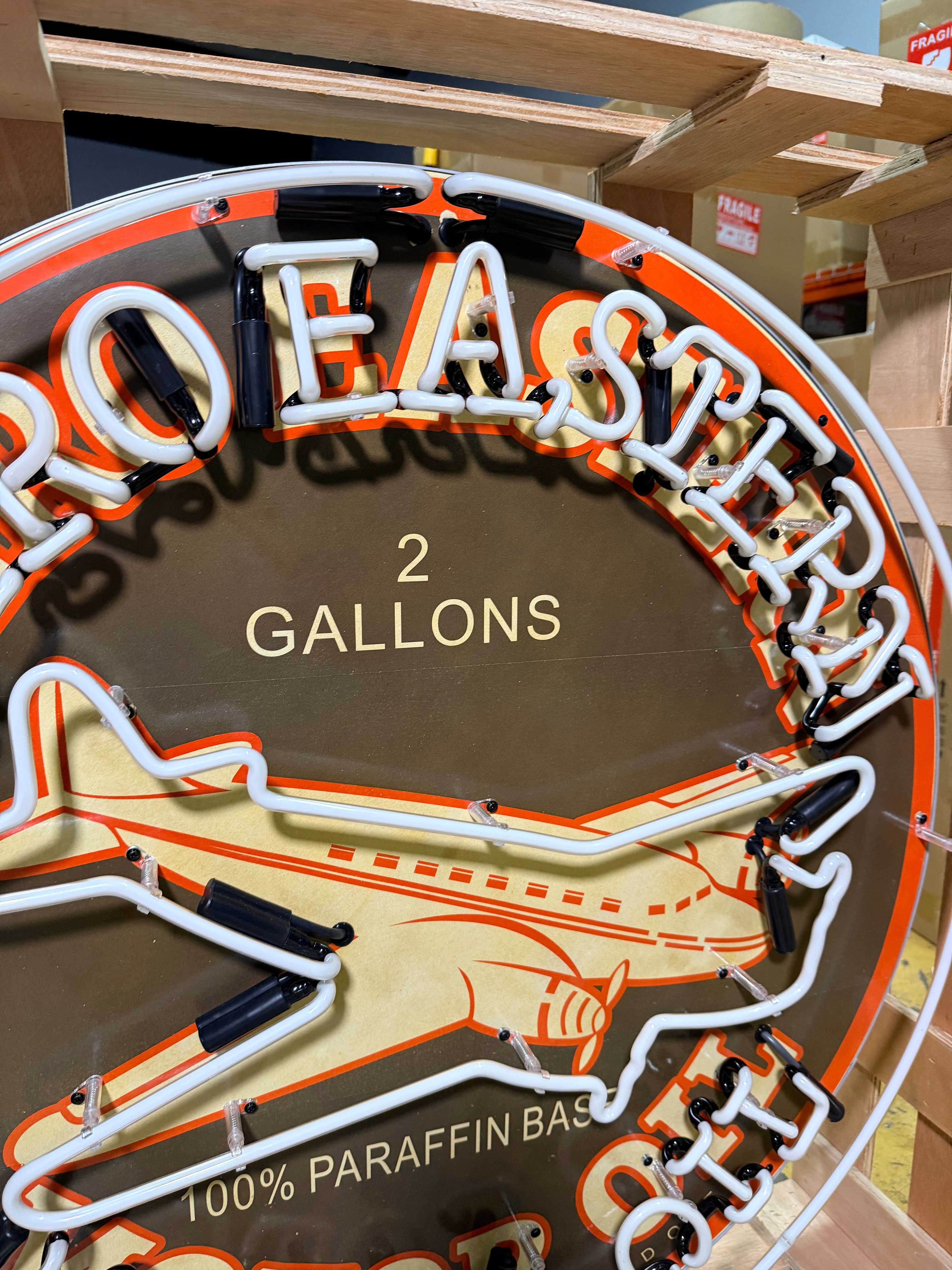 Aero Eastern Motor Oil Single-Sided Neon Porcelain Box Sign