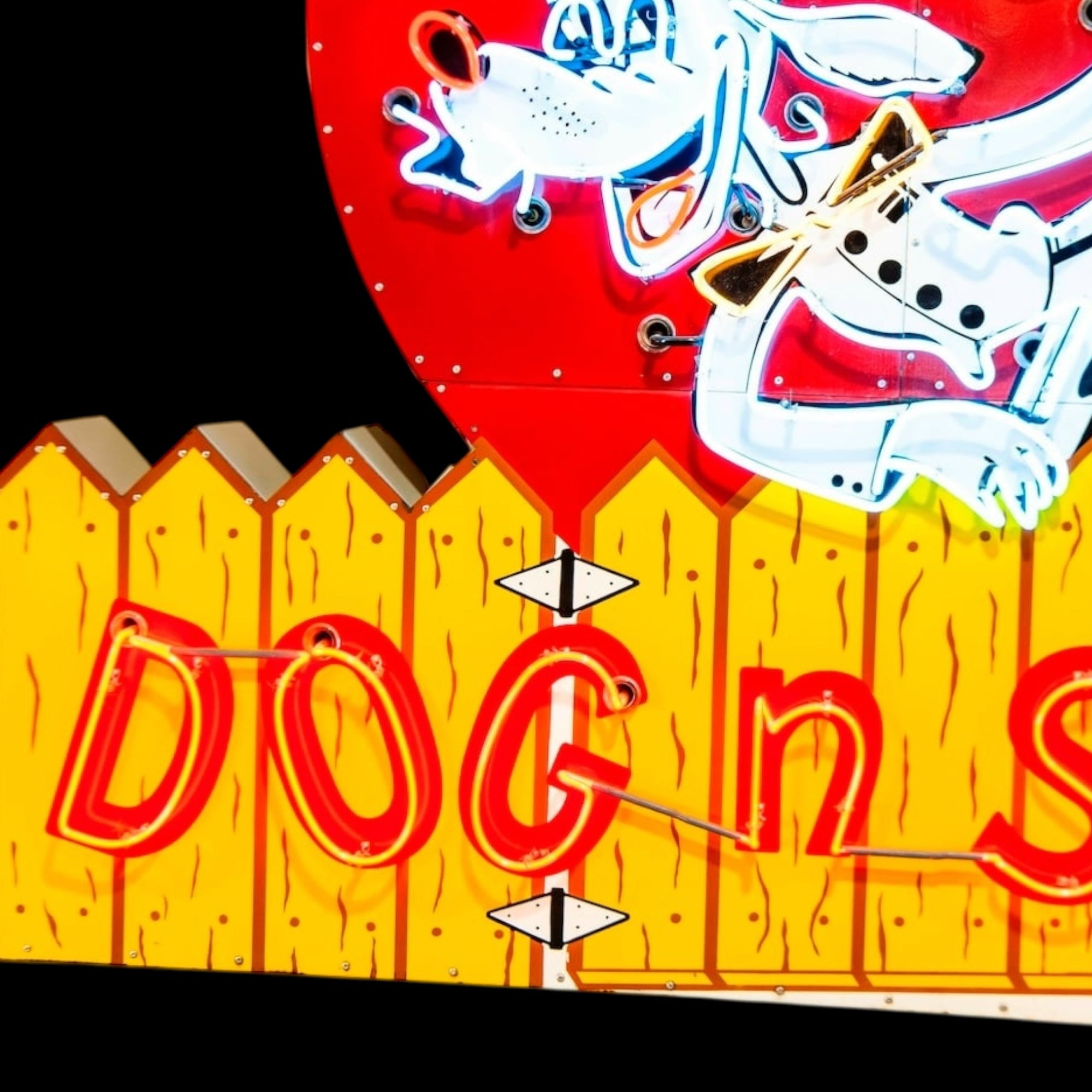 Dog N Suds Root Beer - Glass Neon Marquee Arrow Sign with Metal Can - Large Vintage Reproduction 48"/60”/72”/84” XL Replica
