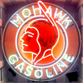 Mohawk Gasoline Single-Sided Neon Porcelain Box Sign