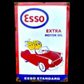 Esso Extra Motor Oil Couple Driving Porcelain Enamel Vintage Metal Reproduction