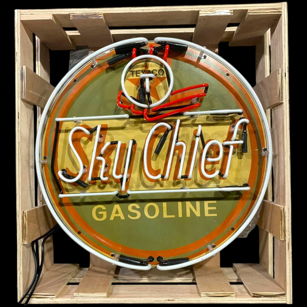 Sky Chief #1 Texaco Neon Porcelain Enamel Sign