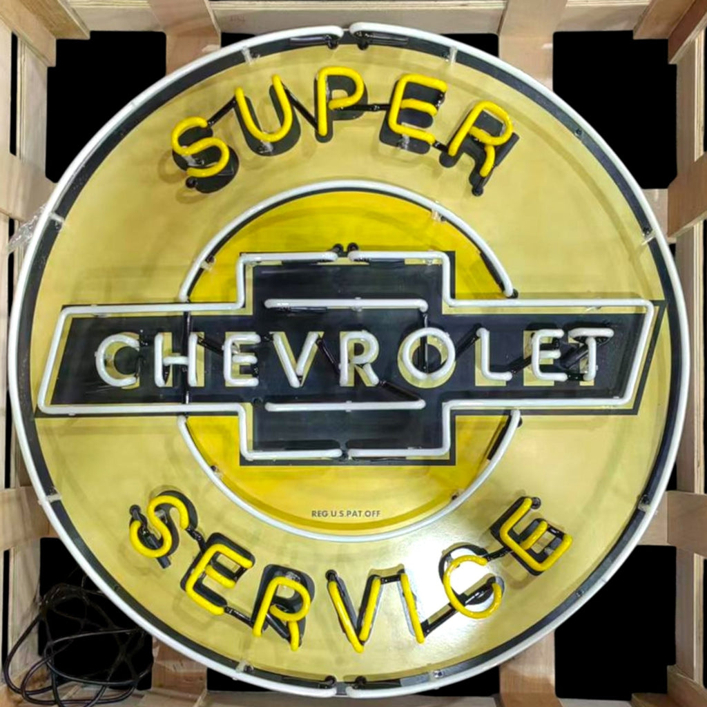 Super Chevrolet Service Neon Porcelain Enamel Sign