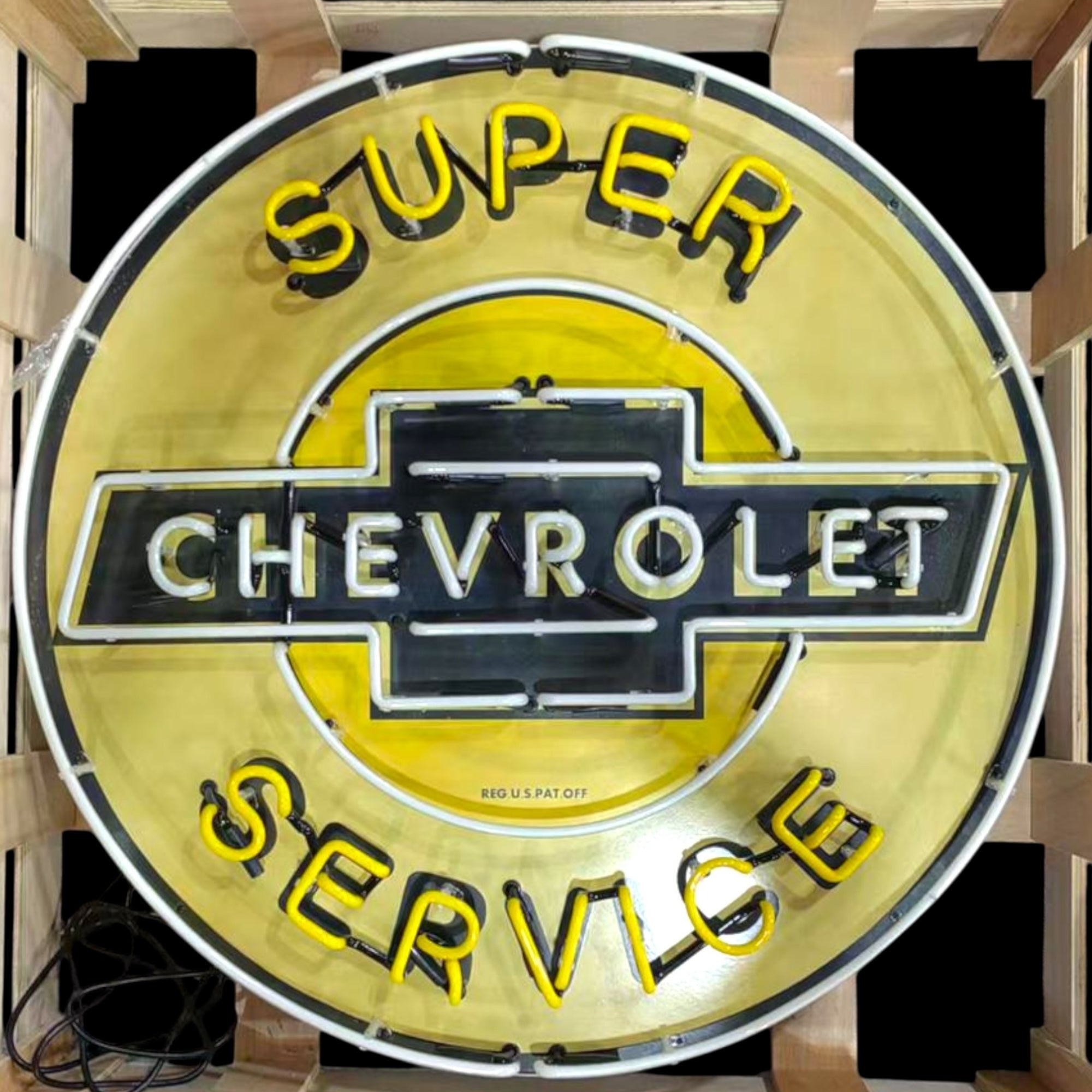 Super Chevrolet Service Neon Porcelain Enamel Sign