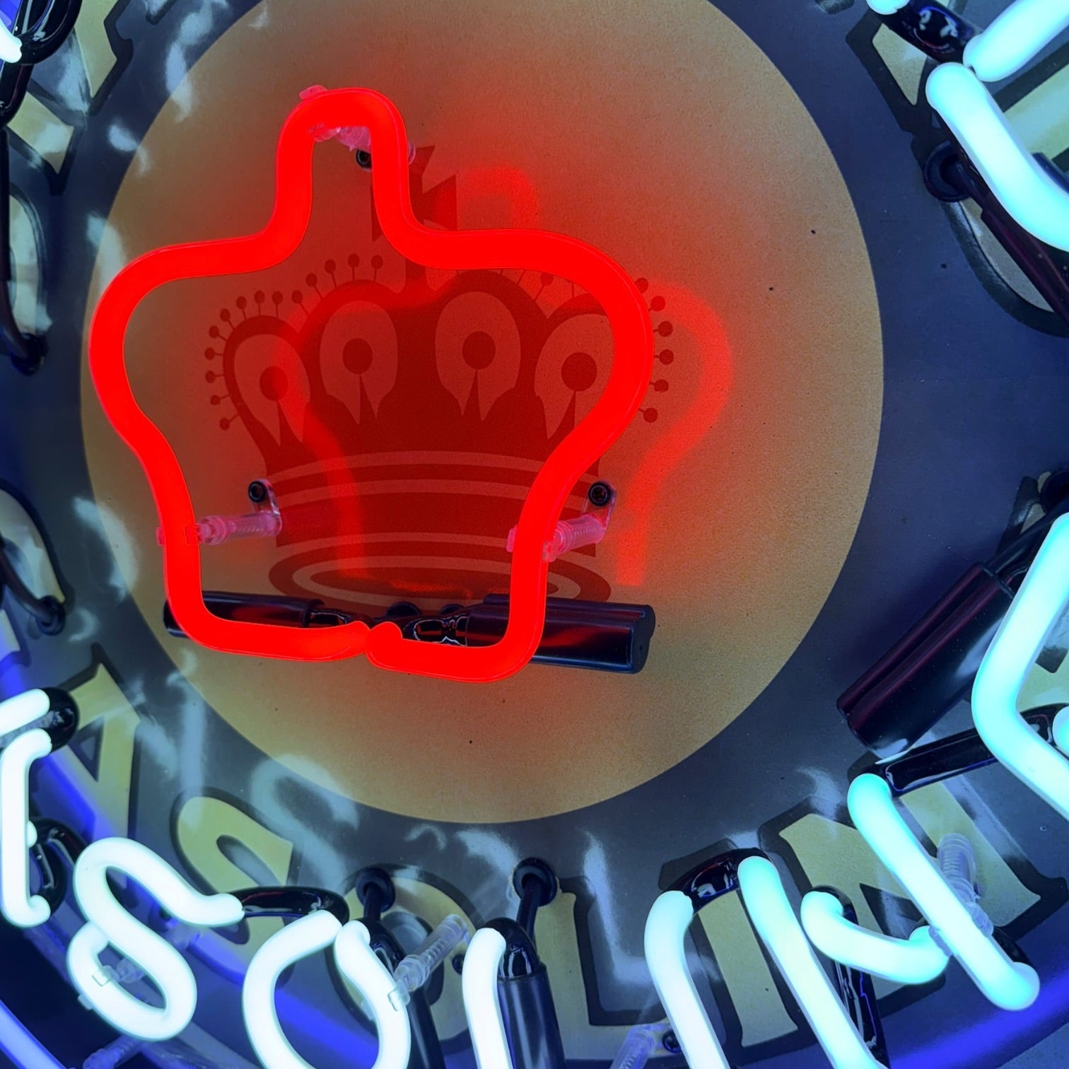 Standard Red Crown Gasoline Single-Sided Neon Porcelain Box Sign