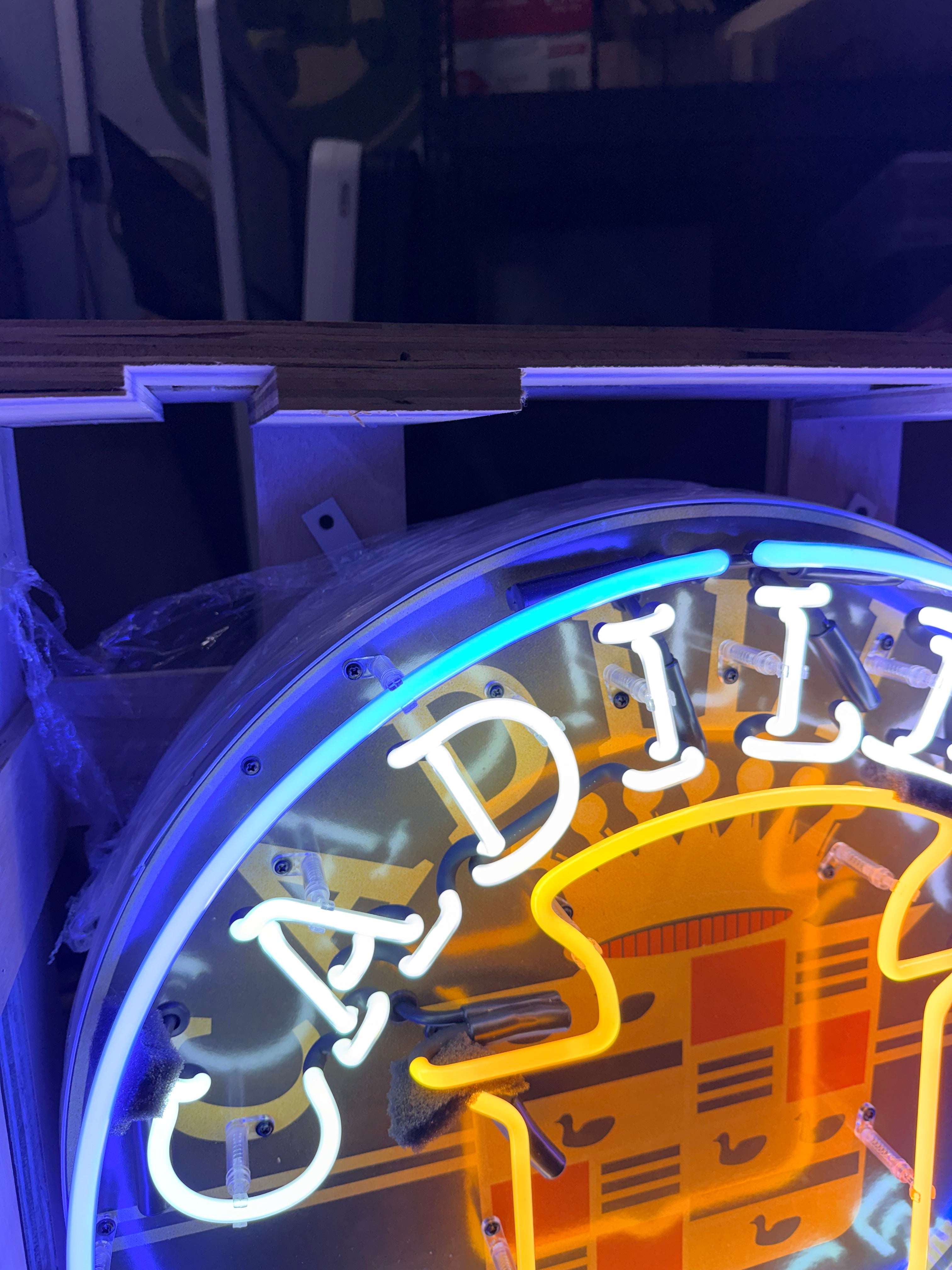 Cadillac Authorized Service Single-Sided Neon Porcelain Box Sign