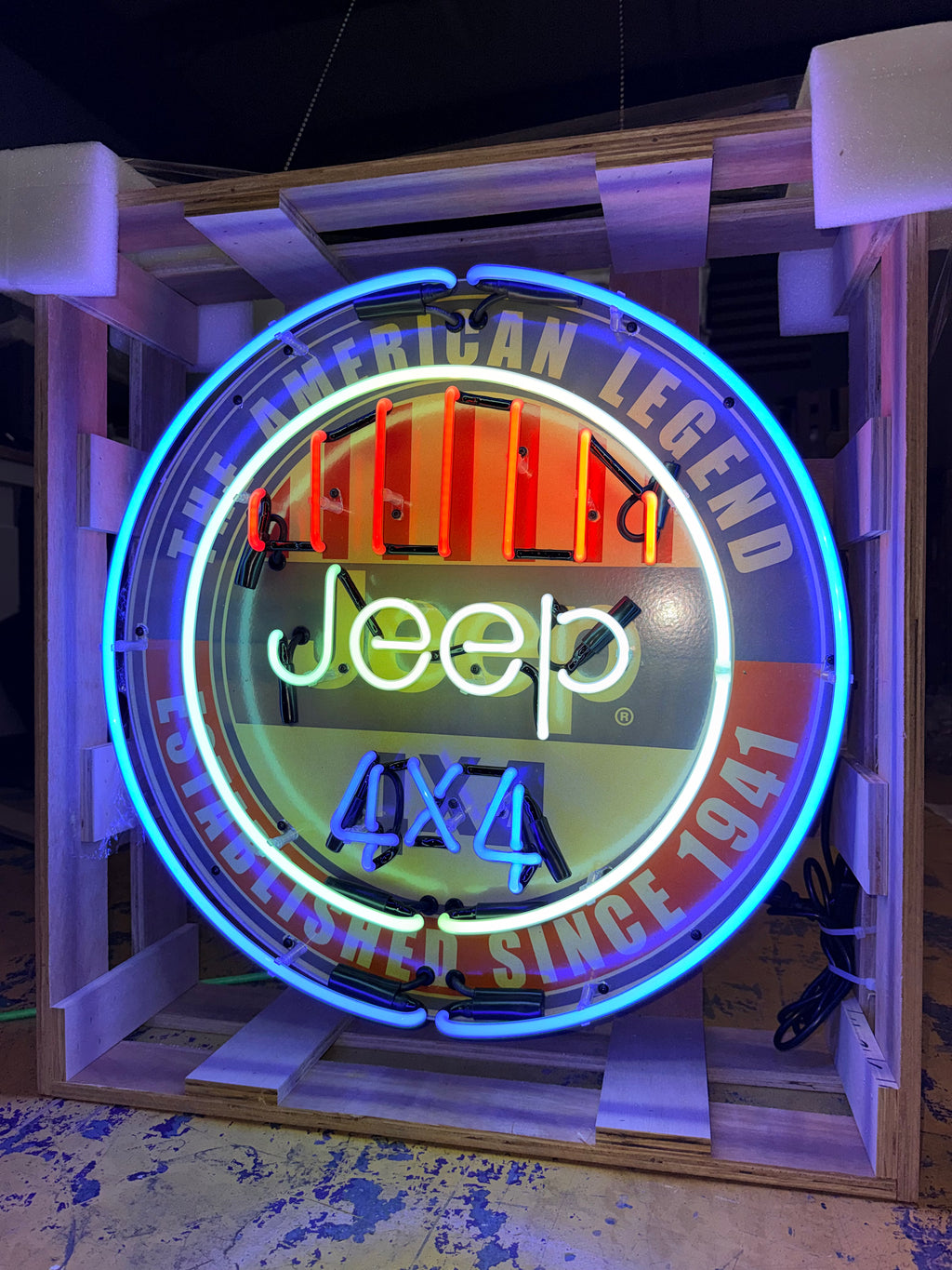 Jeep 4x4 American Legend Since 1941 Single-Sided Neon Porcelain Box Sign