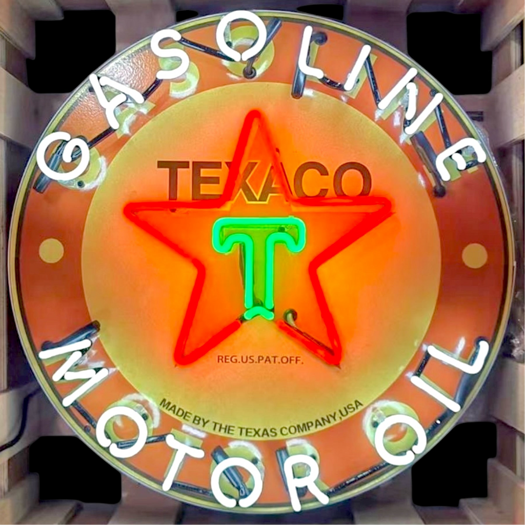 Texaco Gasoline Texas Company Neon Porcelain Enamel Sign