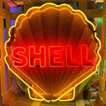Shell Gasoline Scallop Neon Porcelain Die Cut Sign with Can