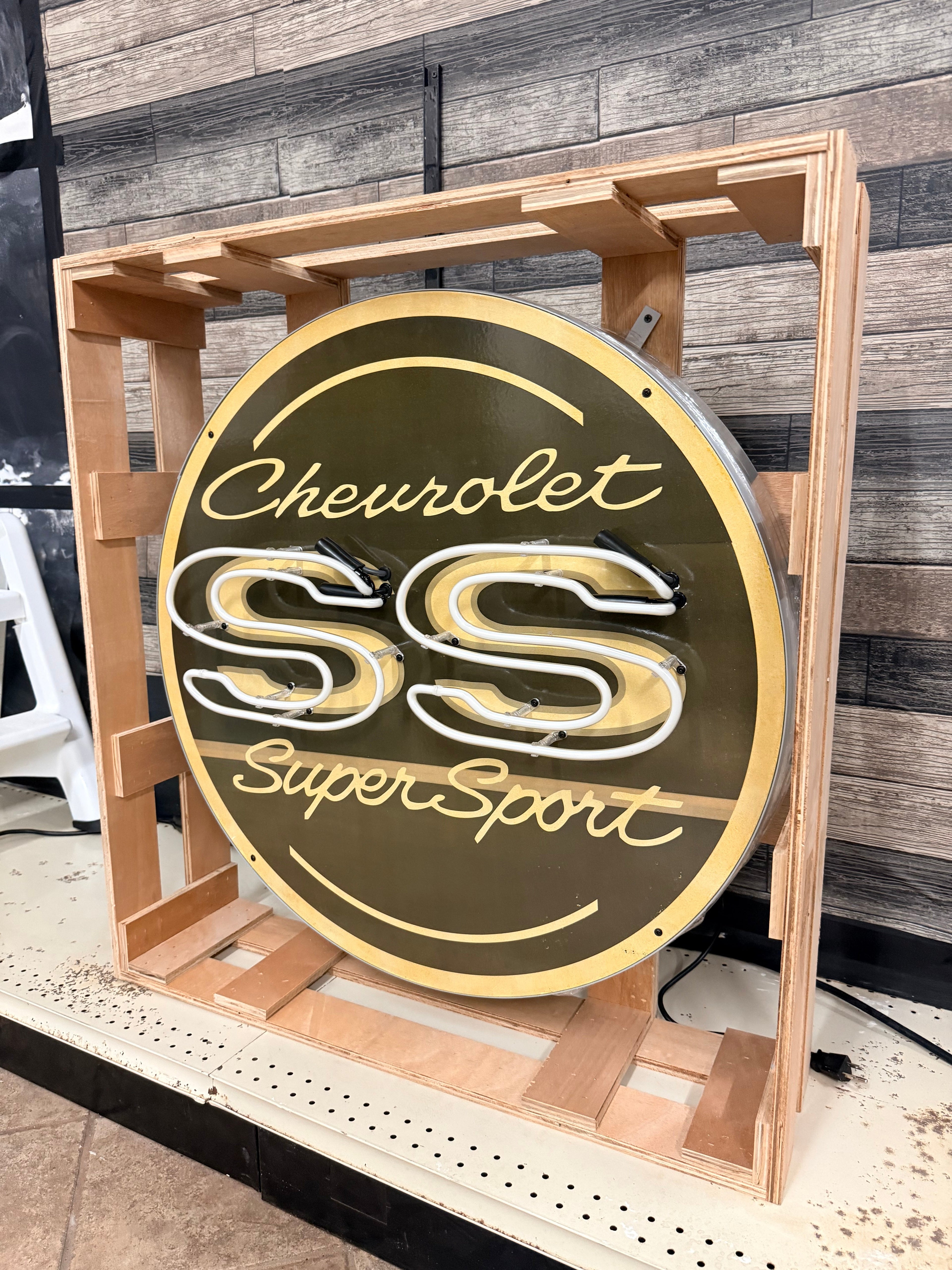 Cheverolet SS Super Sport Single-Sided Neon Porcelain Box Sign
