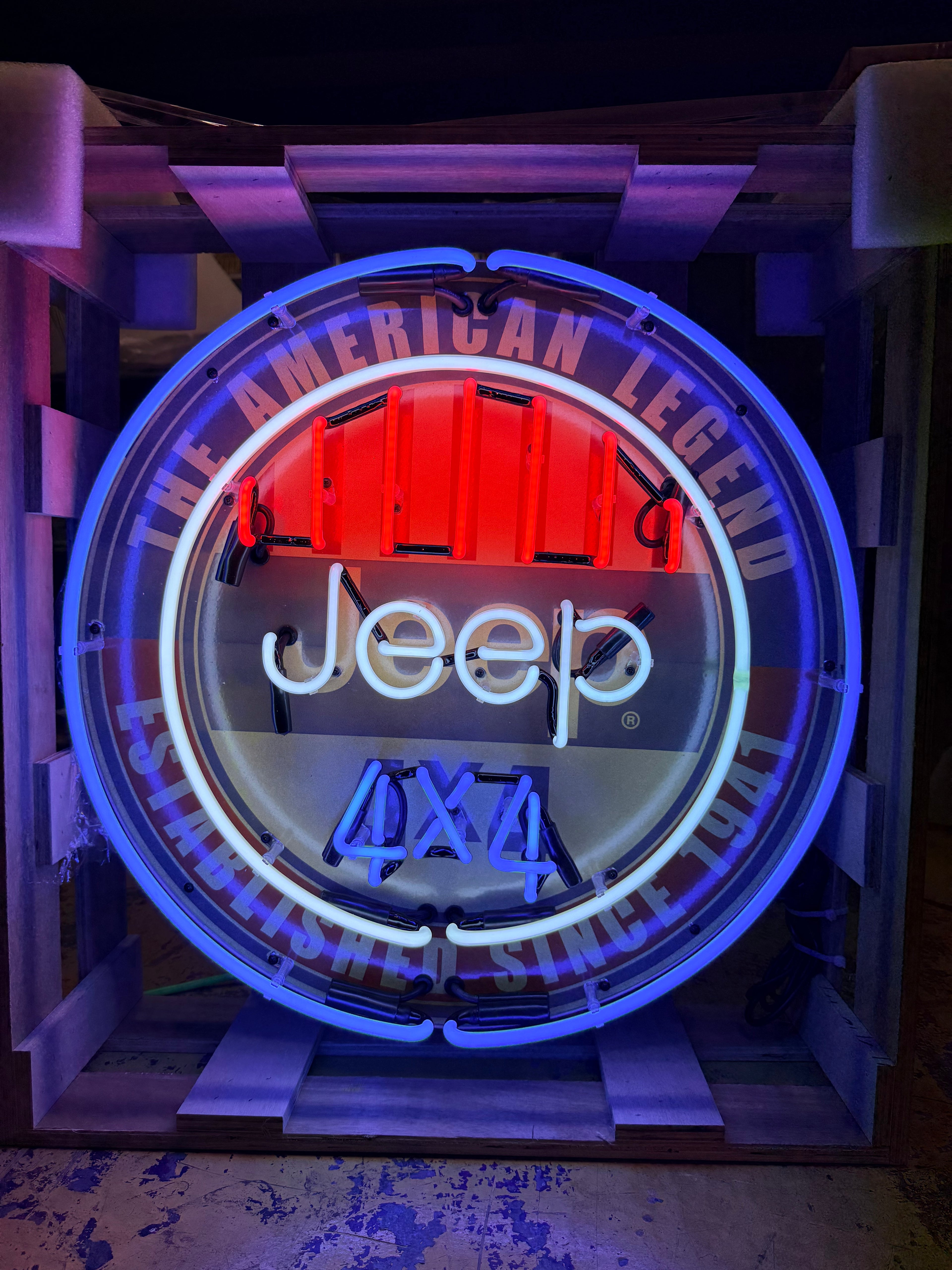 Jeep 4x4 American Legend Since 1941 Single-Sided Neon Porcelain Box Sign