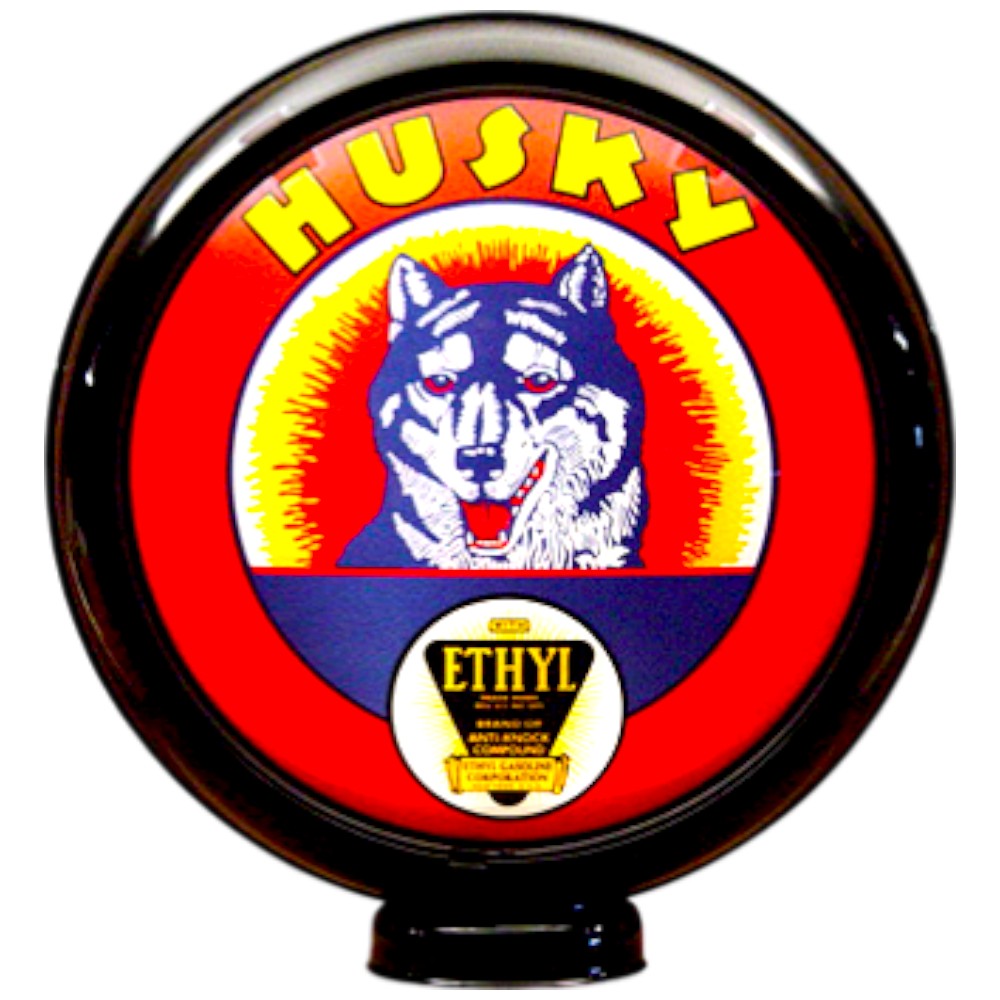 Husky Ethyl Gasoline Lighted Globe Gas Pump Topper