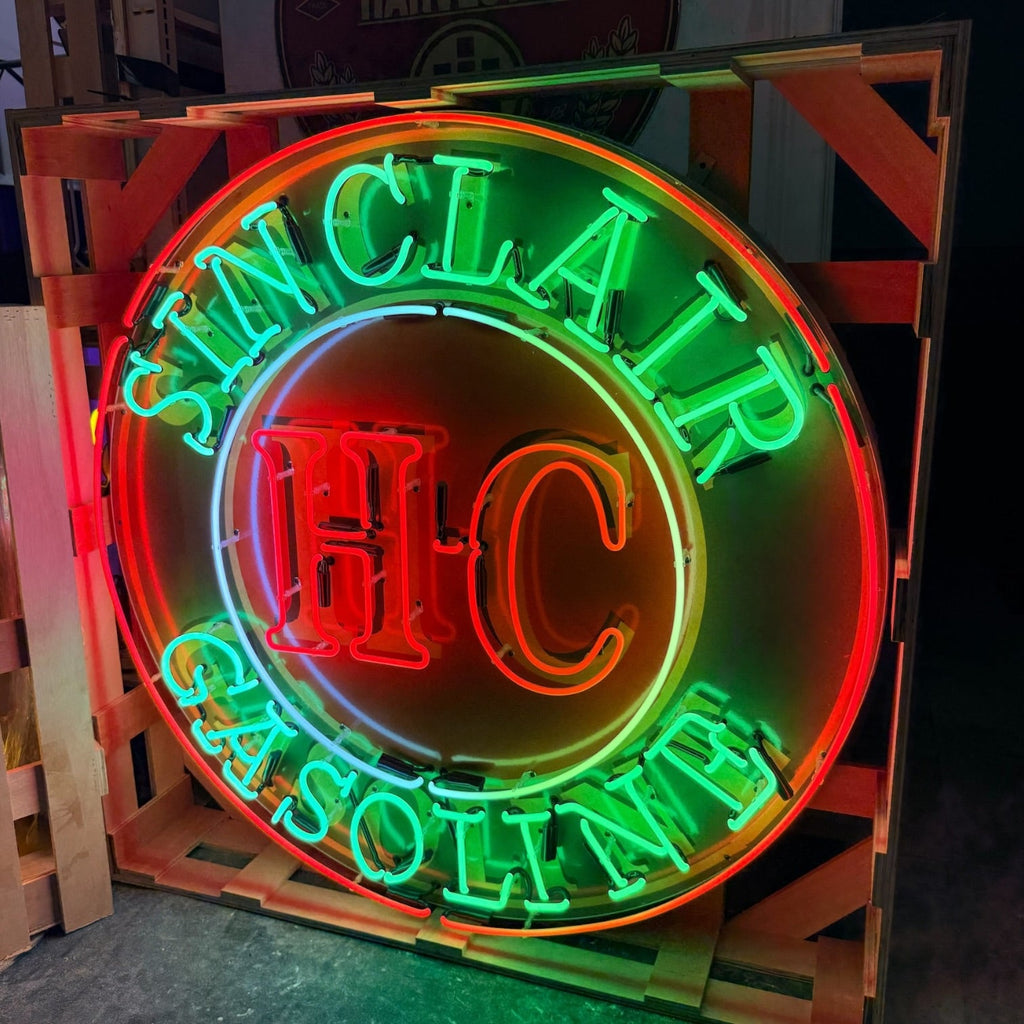 Sinclair HC Gasoline Neon Porcelain Sign with Can