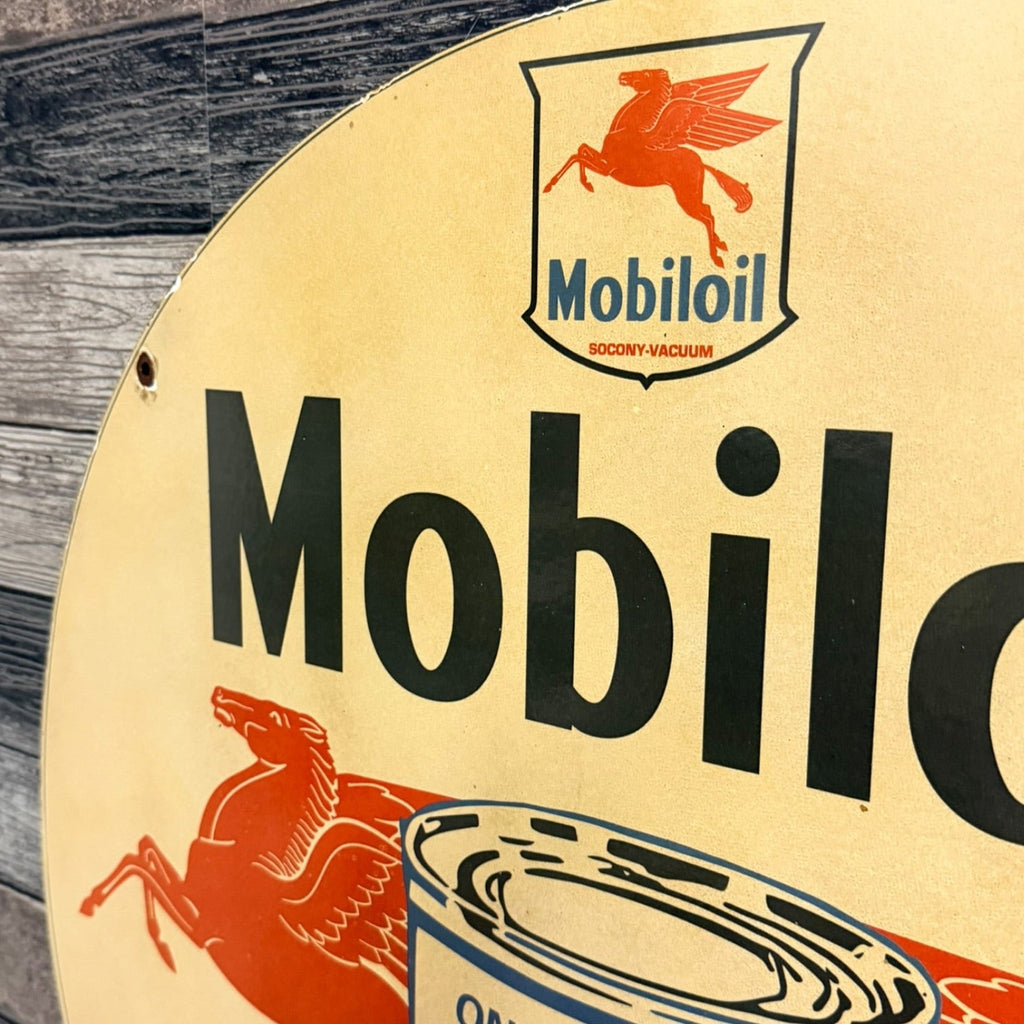 Socony Mobiloil Dueling Pegasus Large Porcelain Enamel Sign