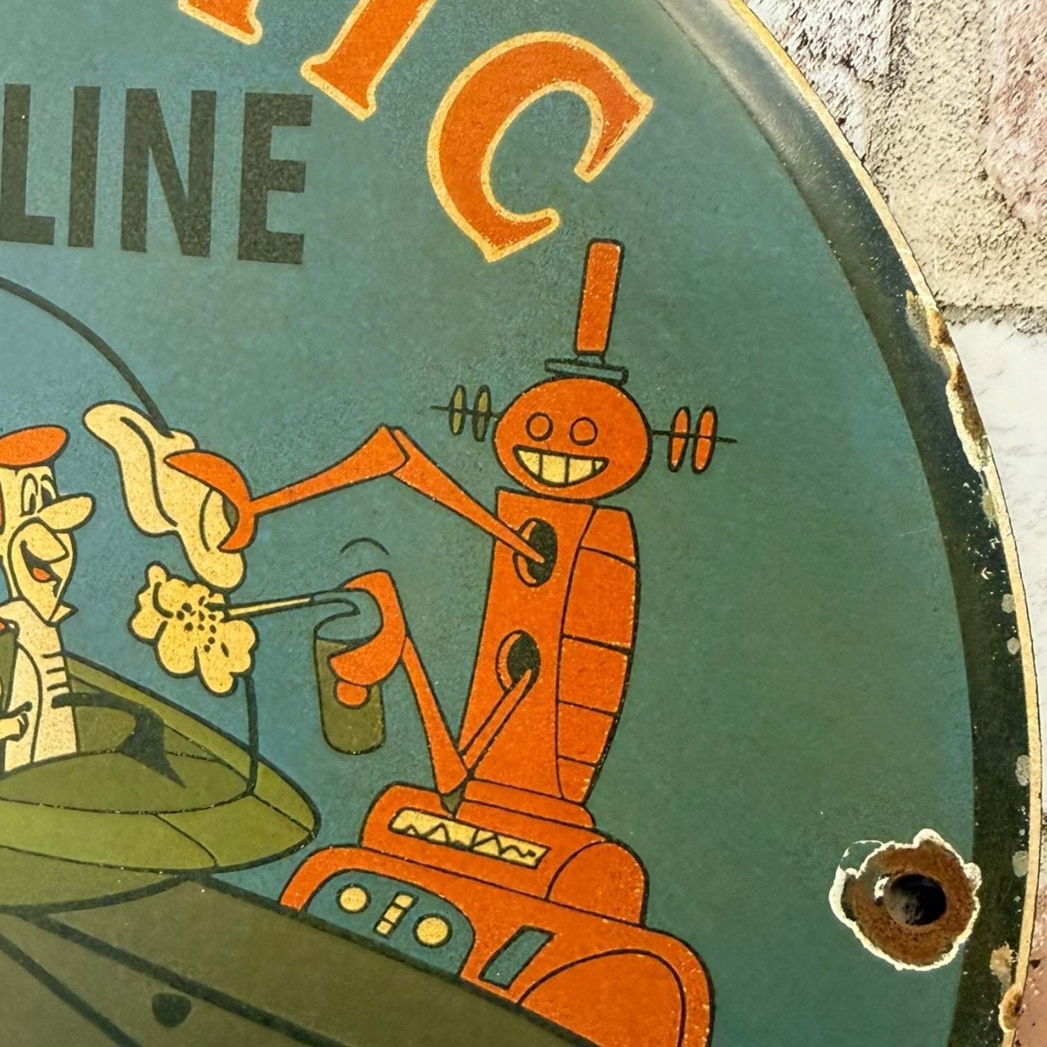 Meet the Jetsons Atlantic Gasoline Porcelain Enamel Metal Sign 12-Inch
