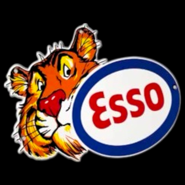 Esso Tiger Face Die Cut Porcelain Vintage Metal Sign