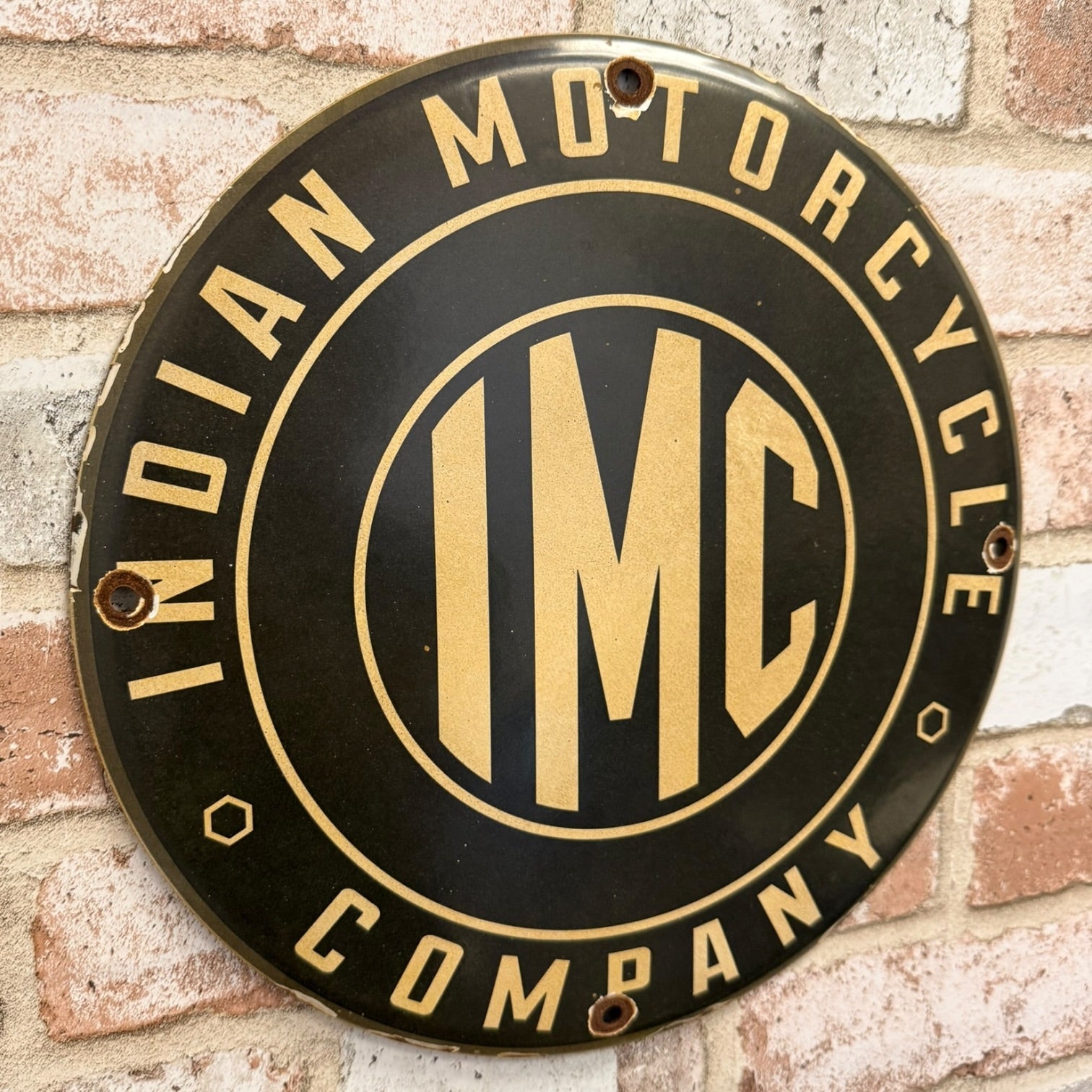 IMC Motorcycles Vintage Porcelain Enamel Sign 12-Inch
