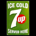 Ice Cold 7 Up Sold Here Green Porcelain Enamel Vintage Metal Reproduction