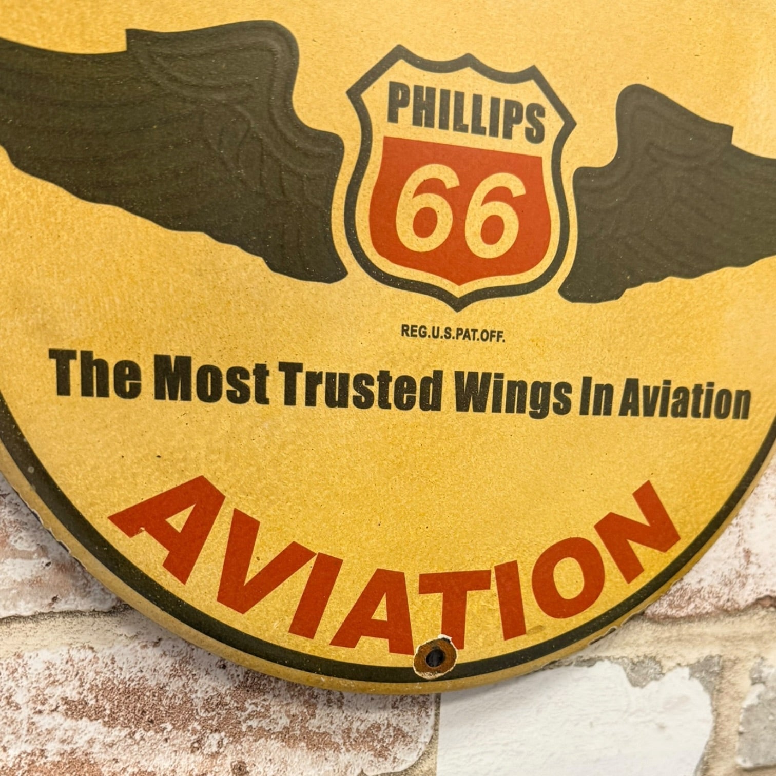Phillips 66 Aviation Gasoline Vintage Porcelain Enamel Metal Sign