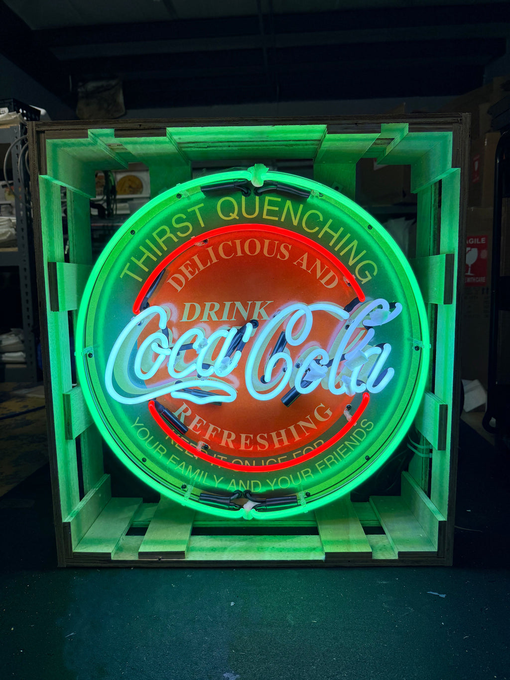 Classic Refreshing Coca-Cola Single-Sided Neon Porcelain Box Sign