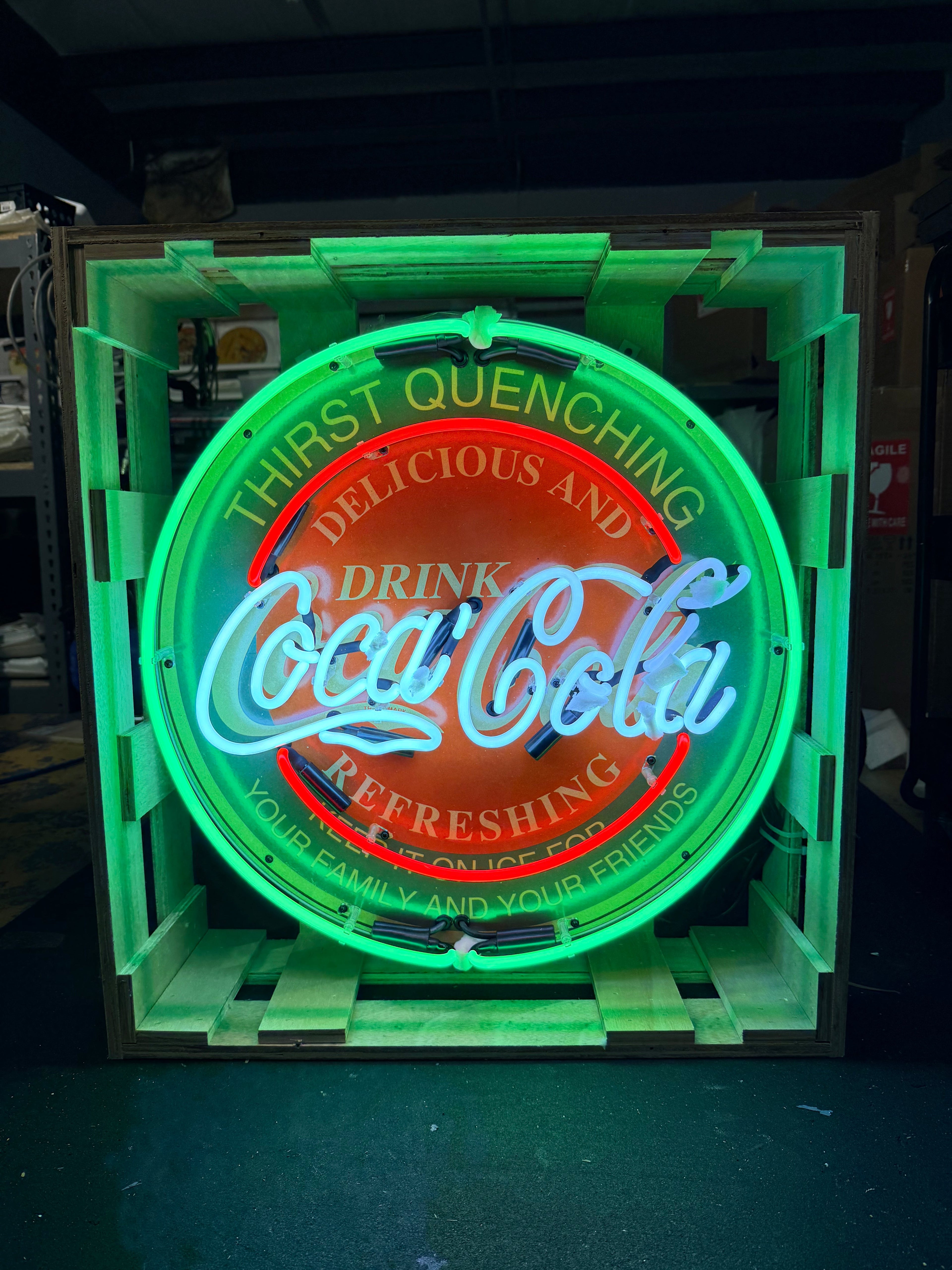 Classic Refreshing Coca-Cola Single-Sided Neon Porcelain Box Sign